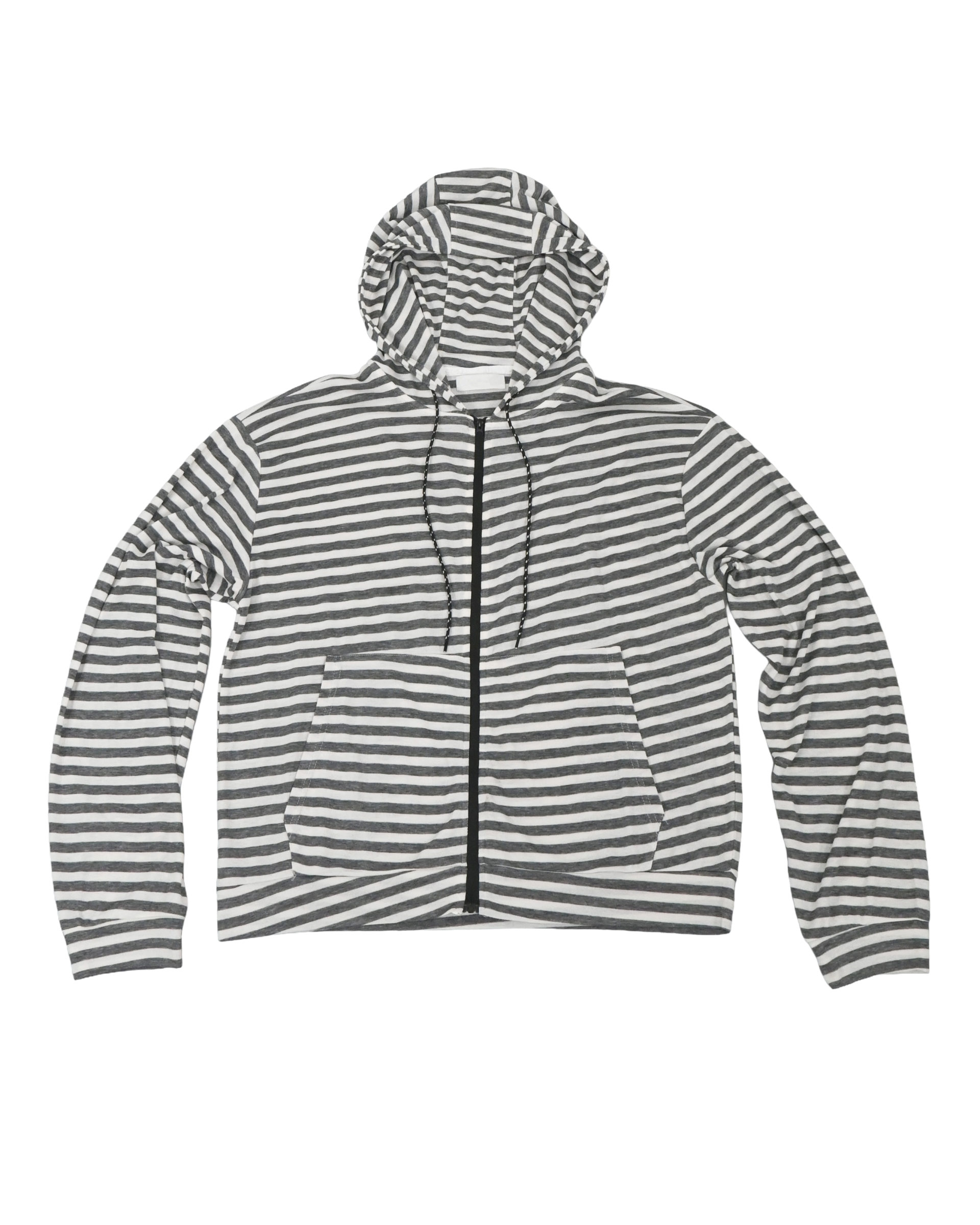 thin stripe hood zip-up