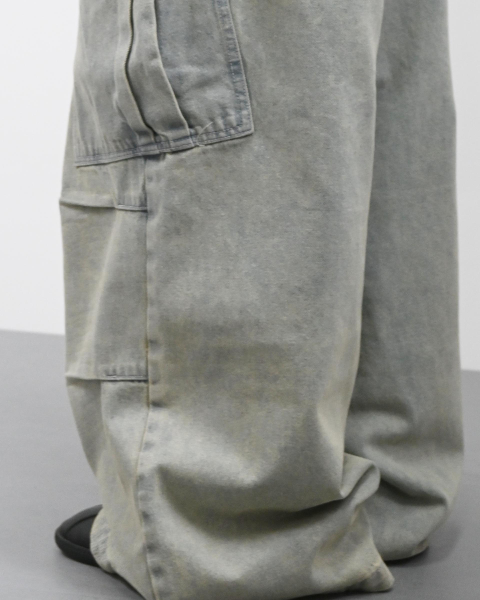 gray parachute denim cargo pants