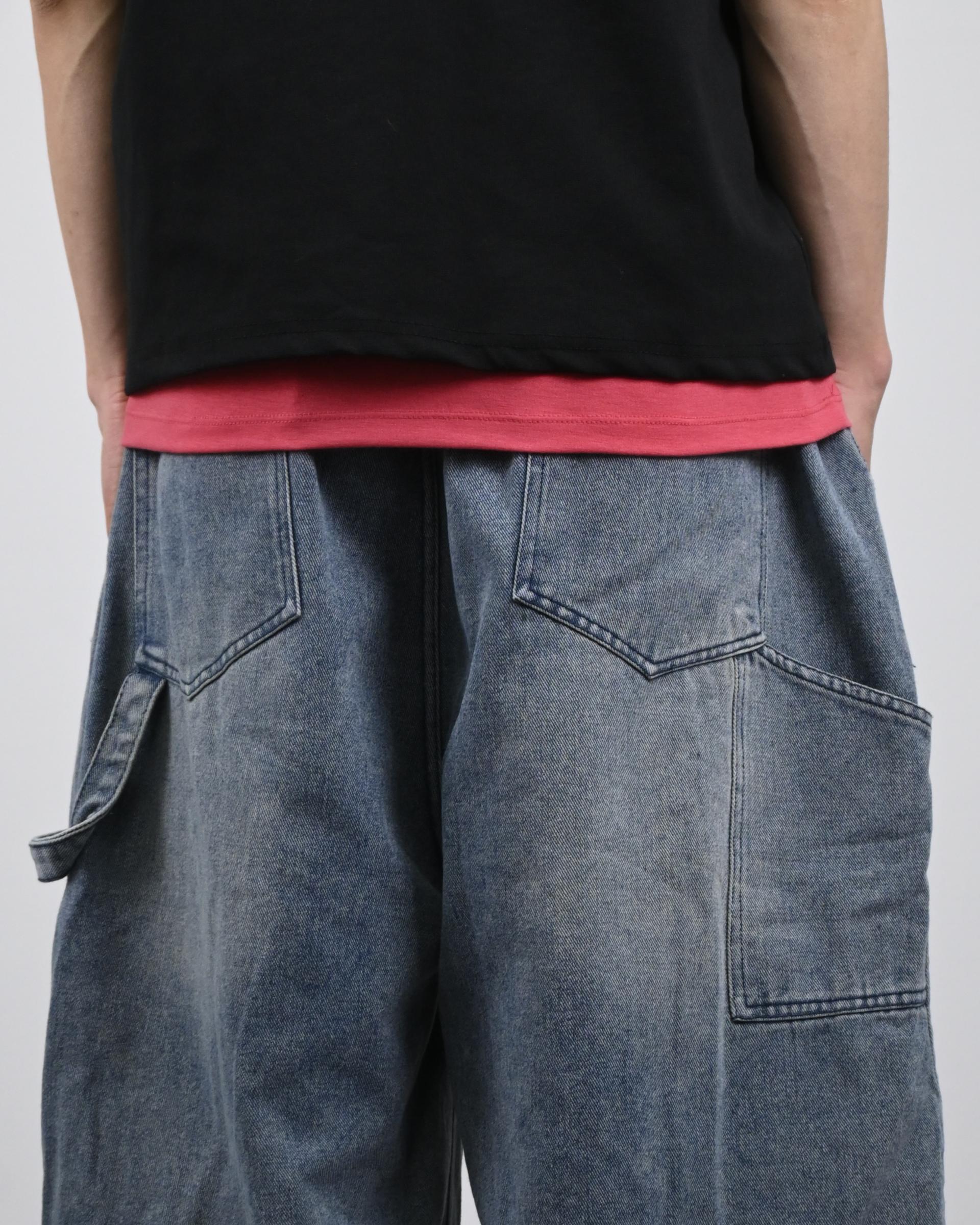 banding vintage carpenter bermuda denim pants
