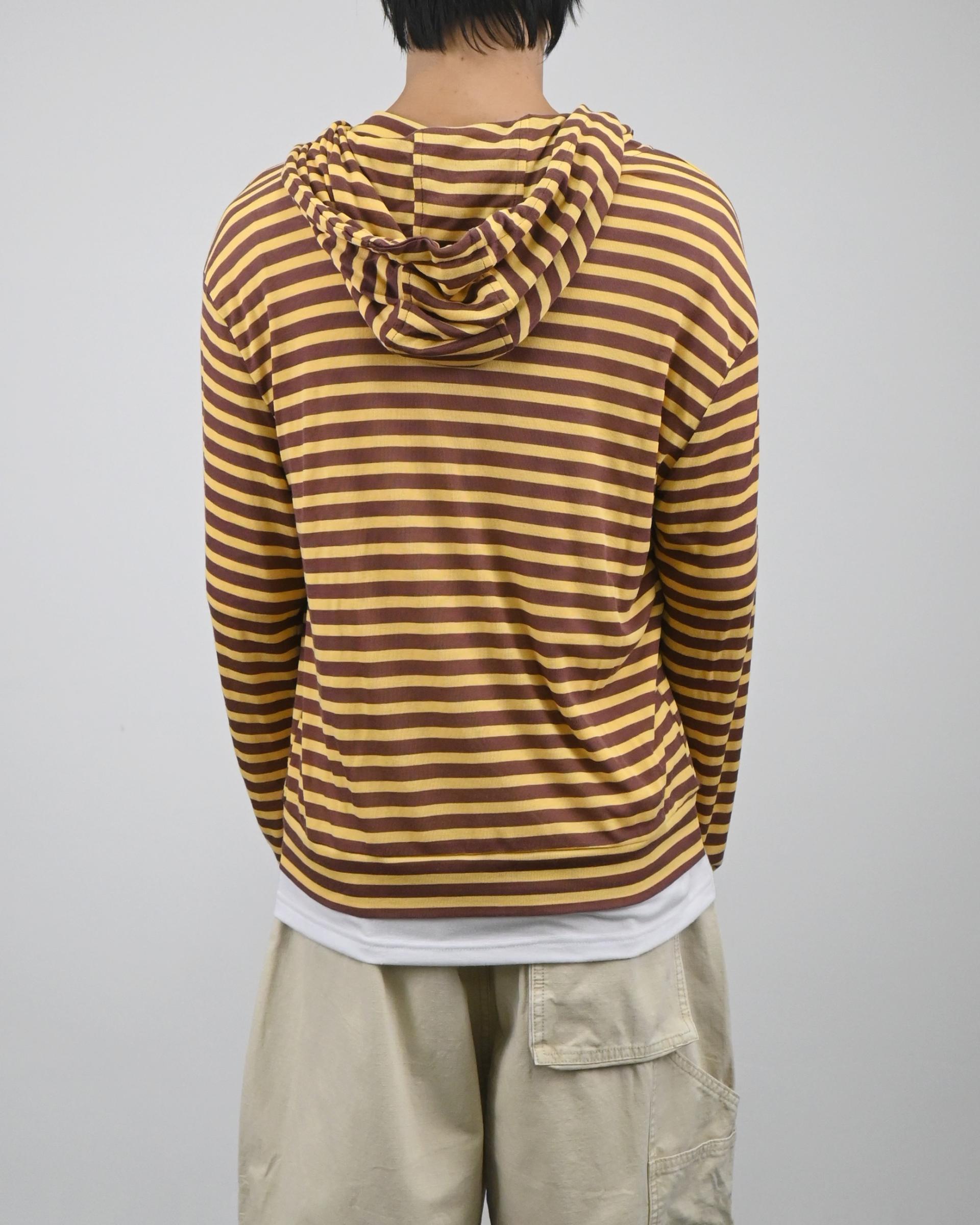 thin stripe hood zip-up
