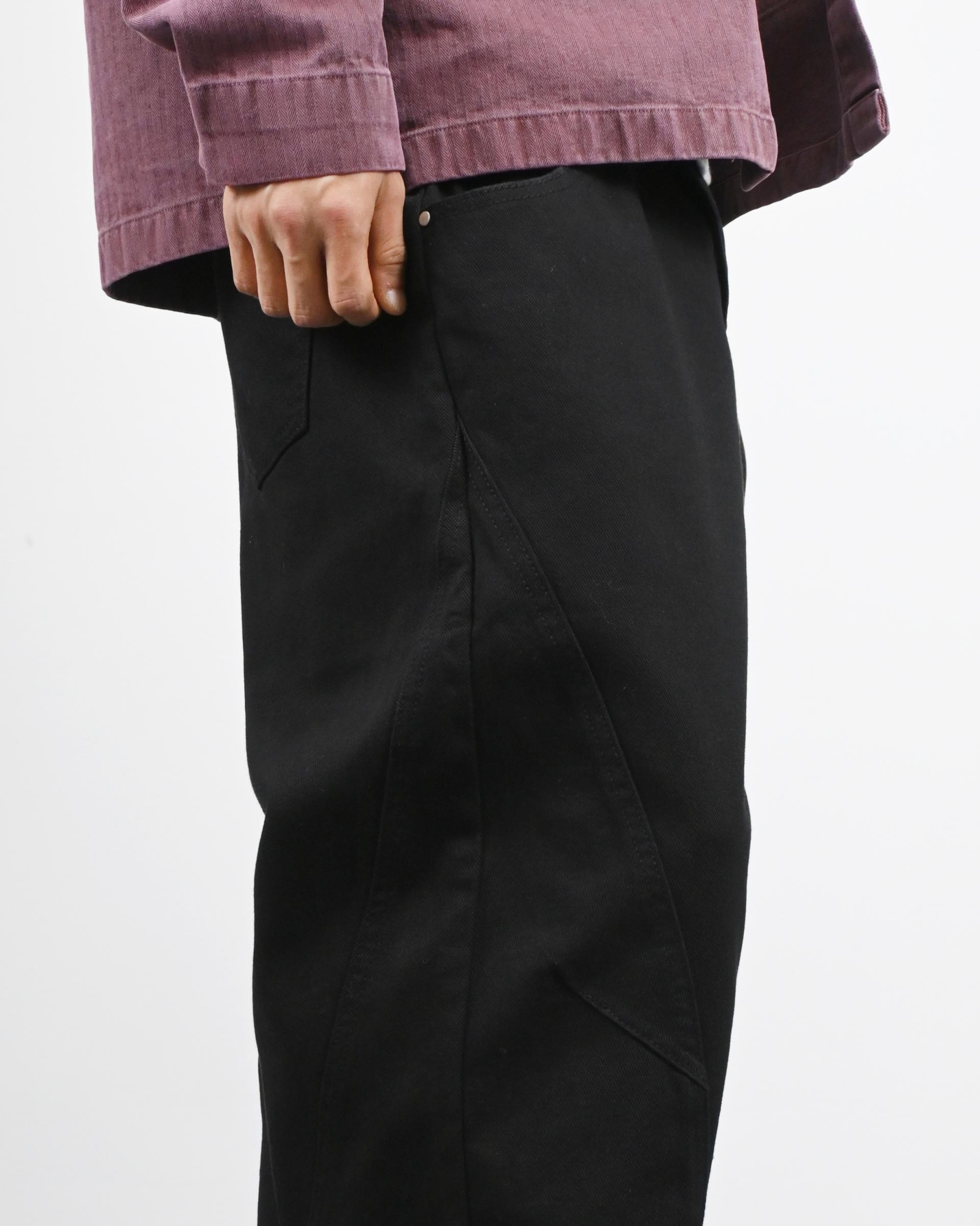 curved seam line cotton pants
