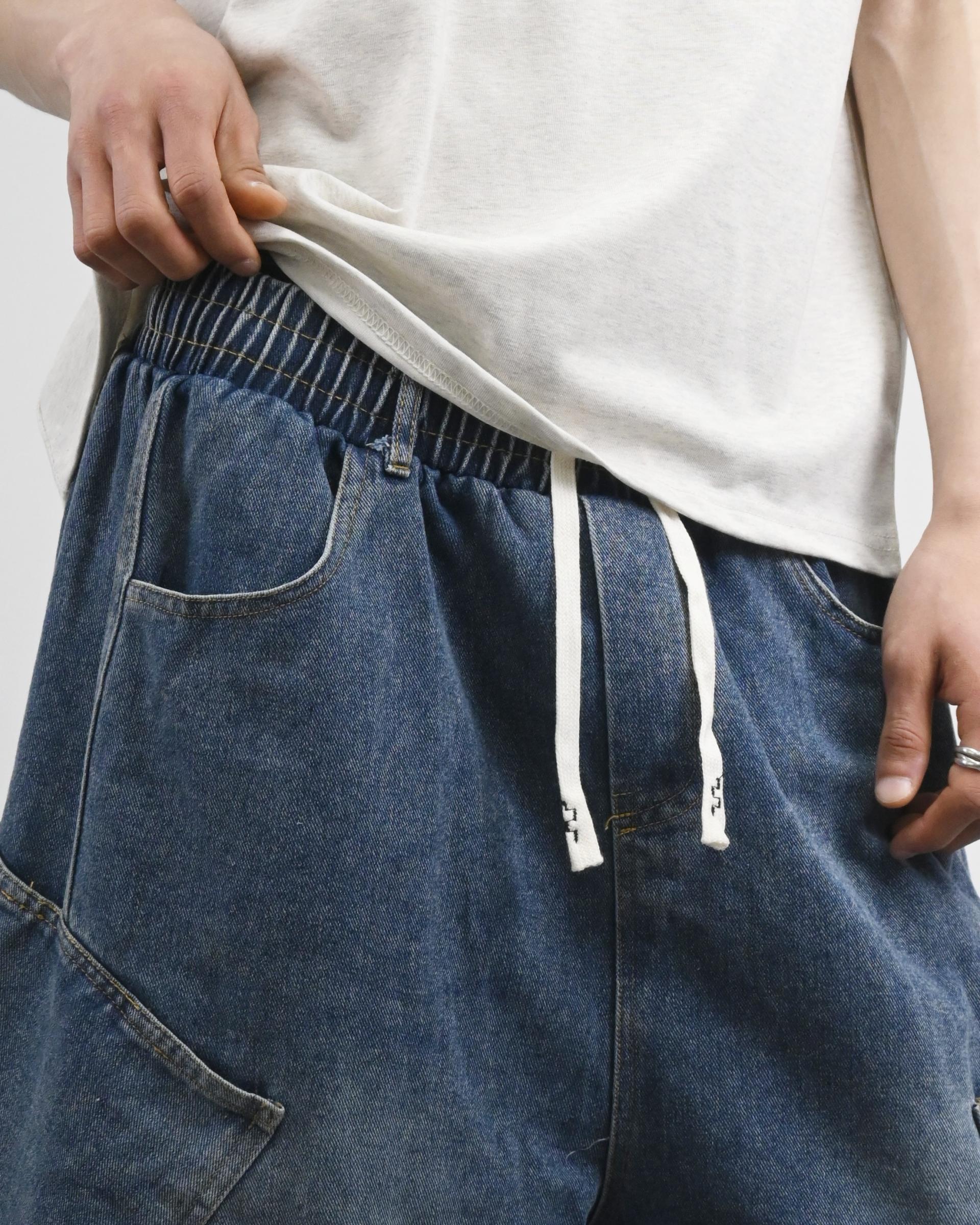 side pocket bermuda denim pants
