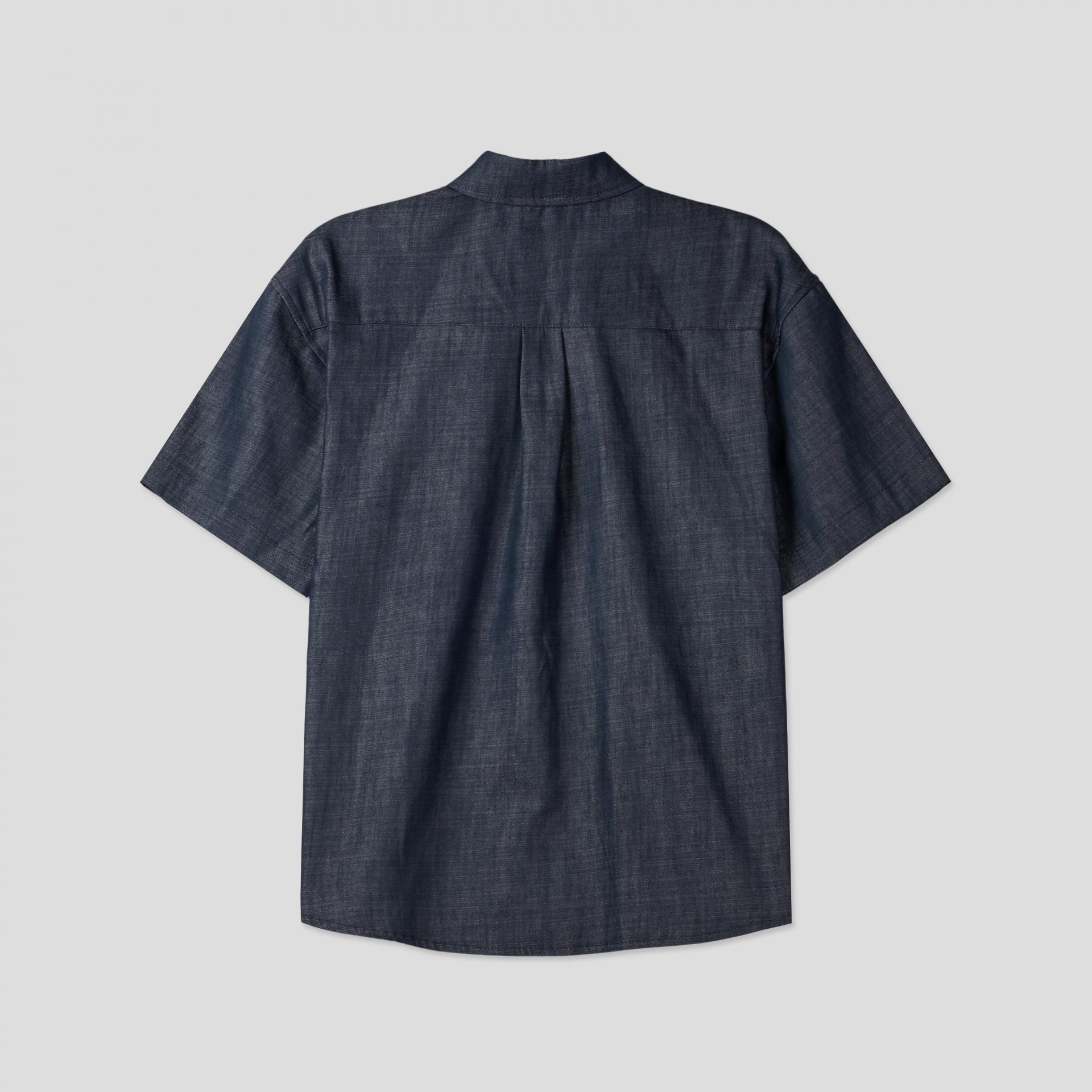 linen pocket half denim shirt