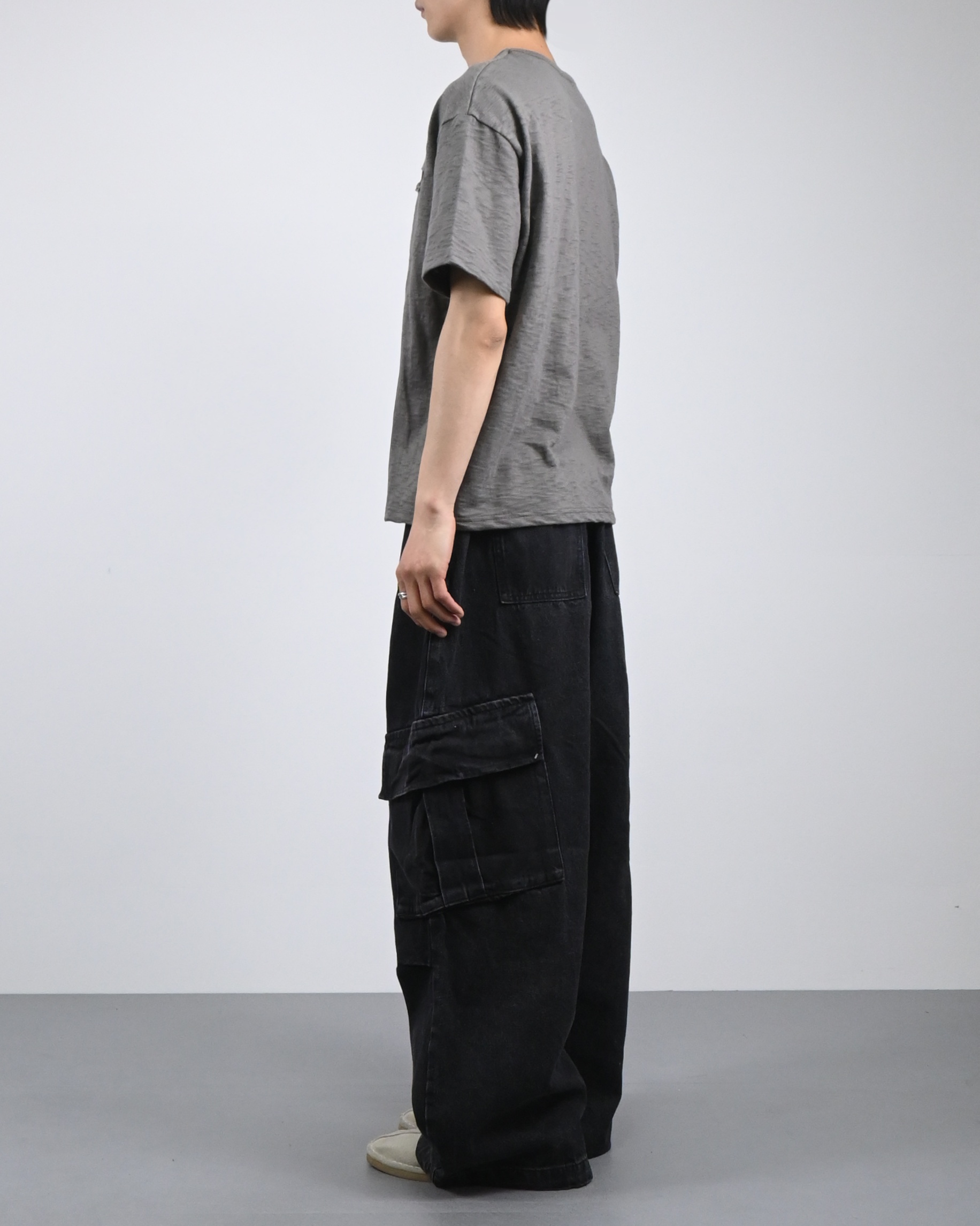 banding big cargo denim pants
