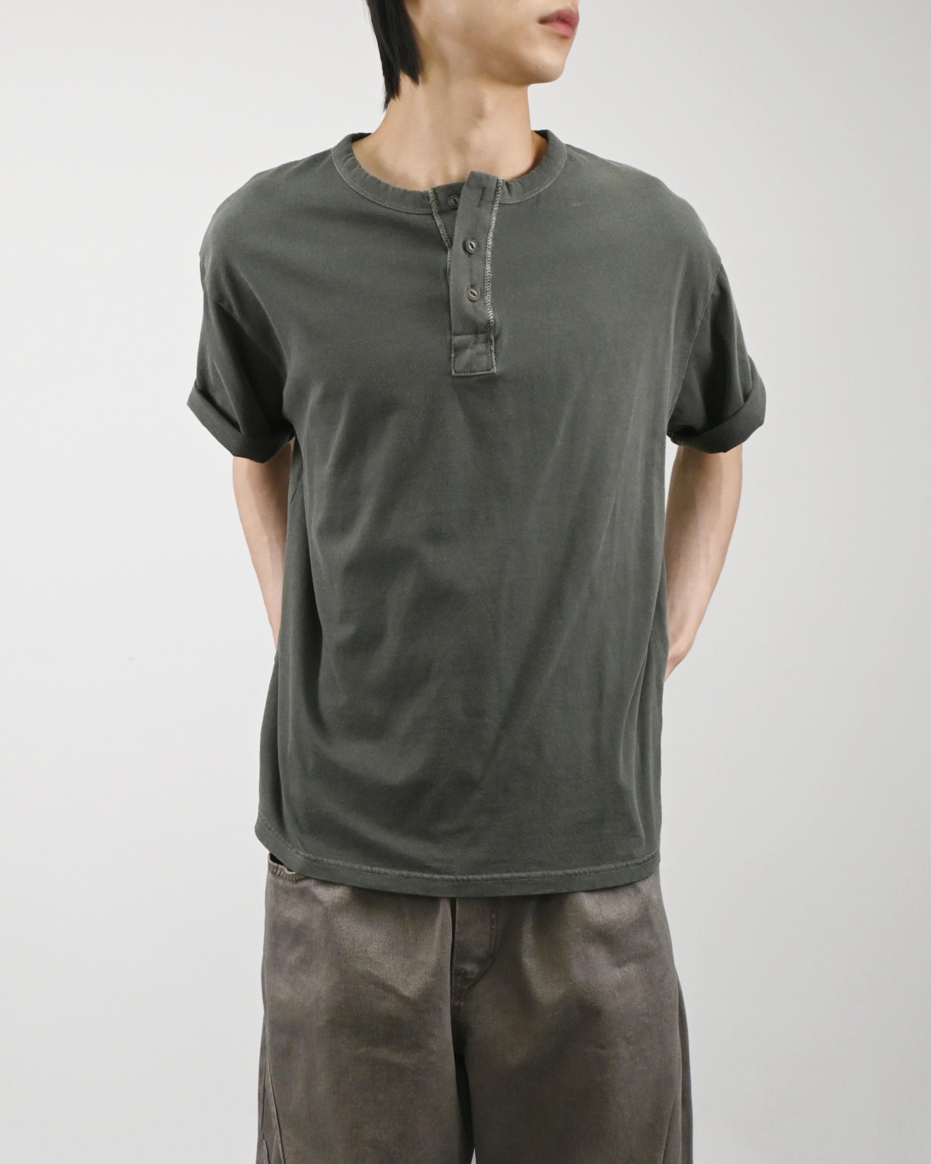 dying henley neck half t-shirt