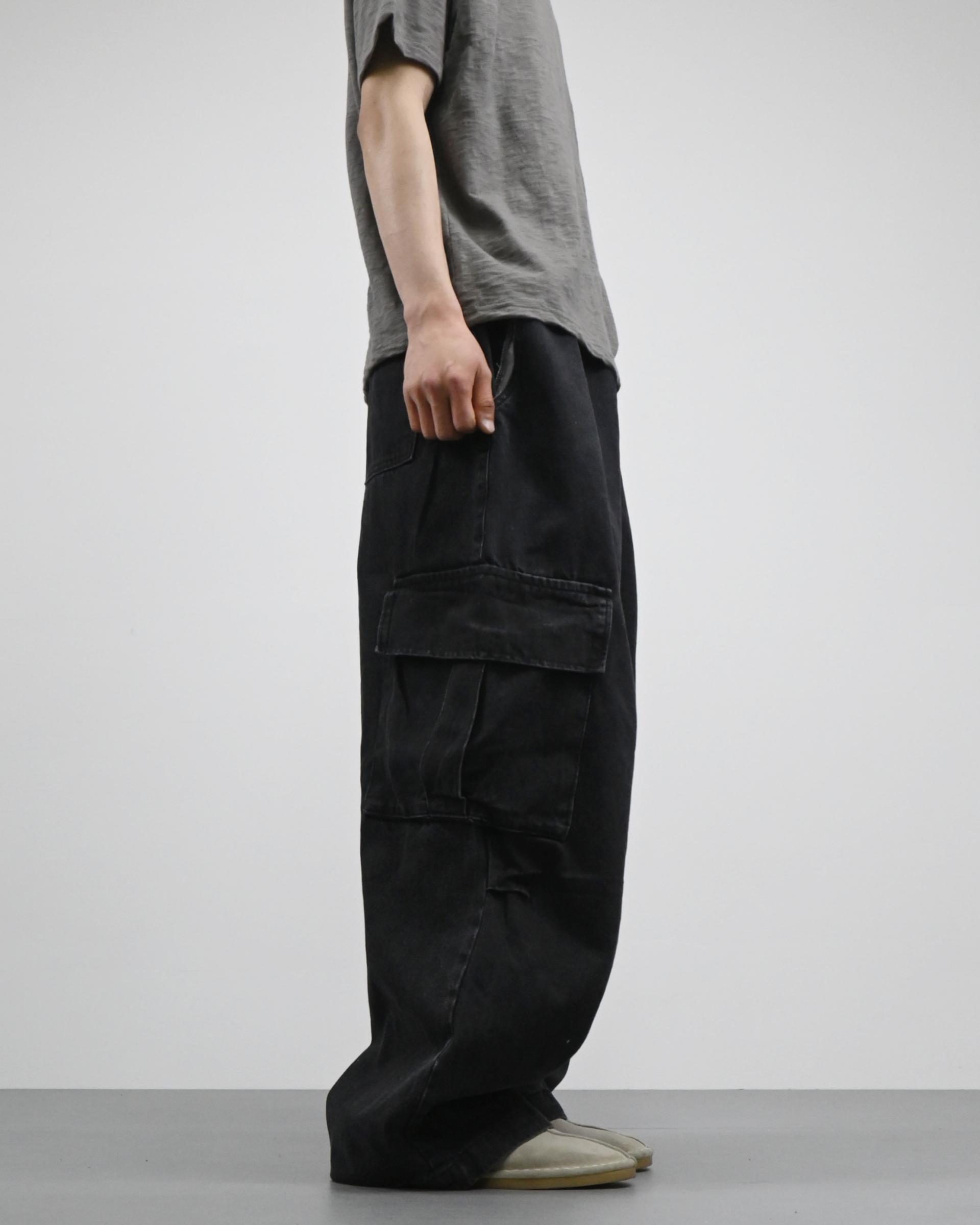 banding big cargo denim pants