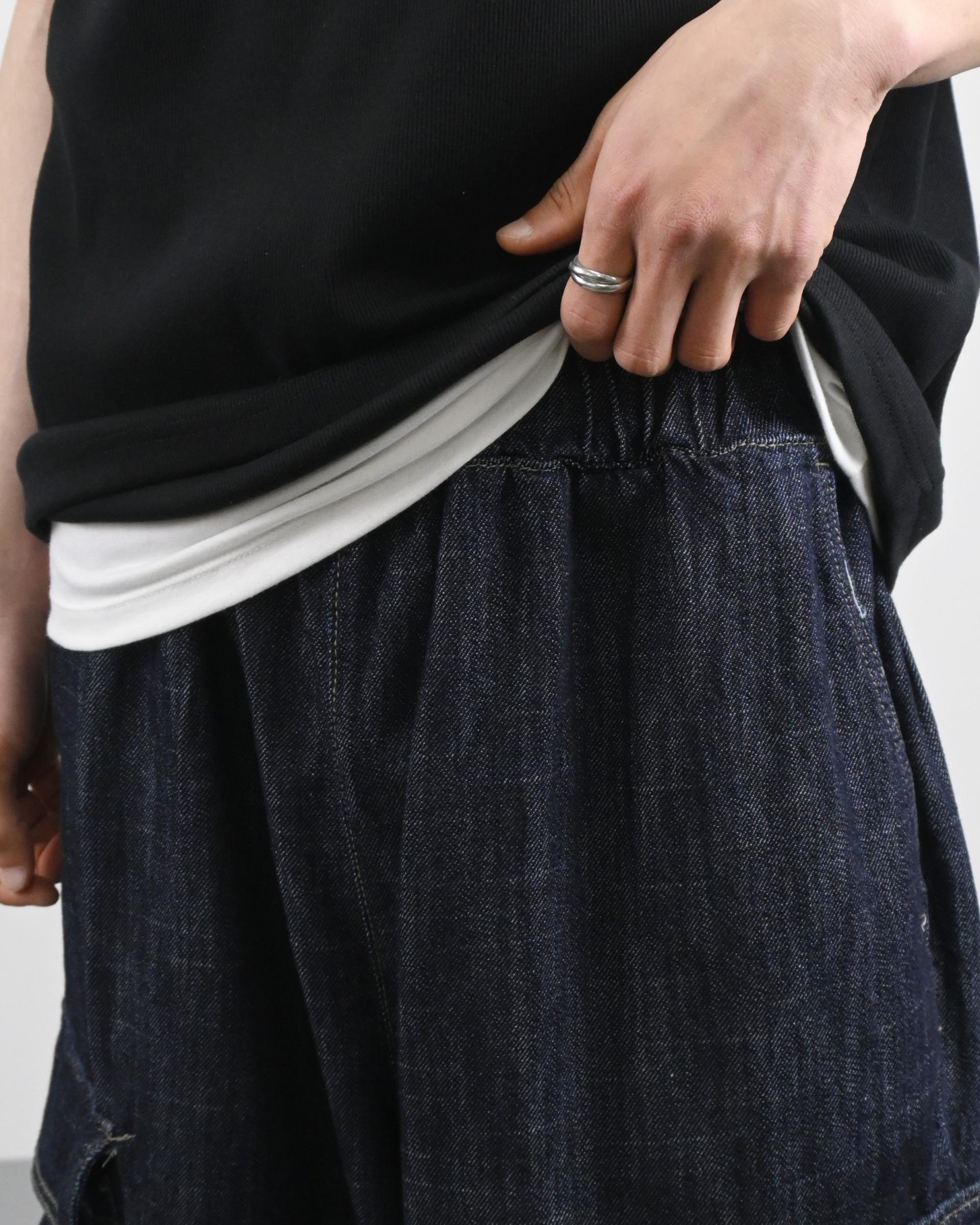 slub denim cargo bermuda pants