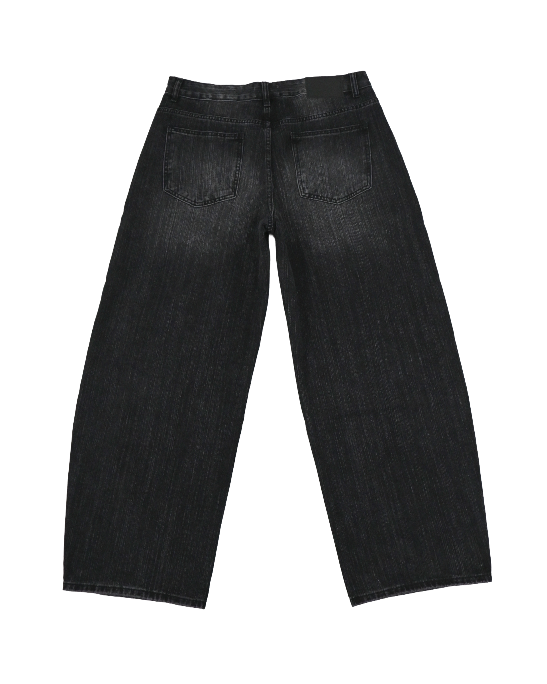 pin slub curved denim pants