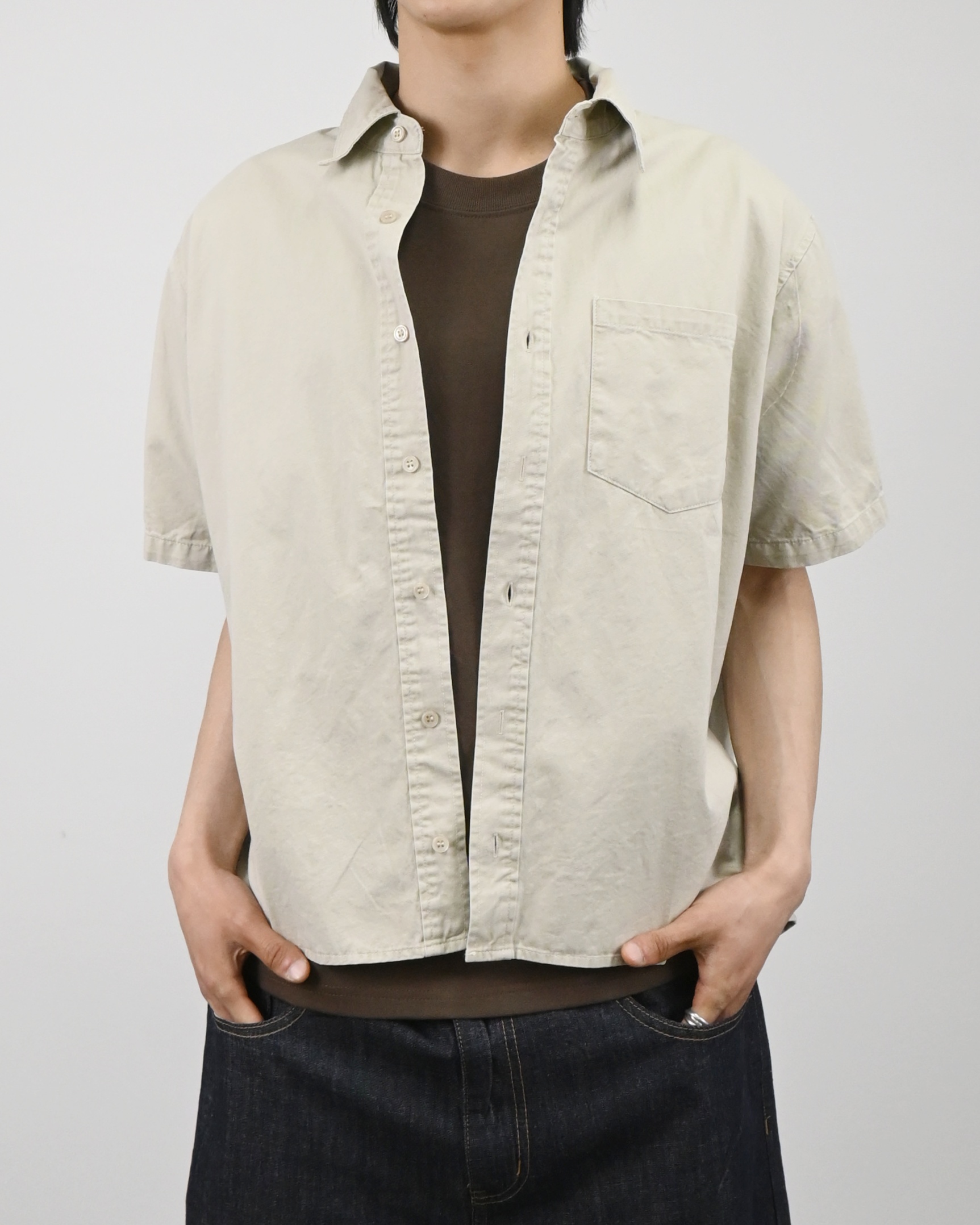 crop ding cotton half shirt