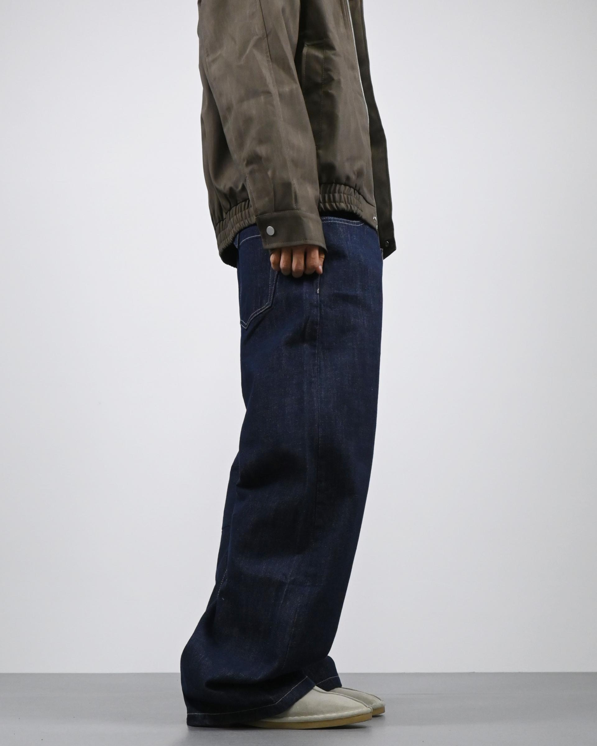 velcro deep indigo denim pants