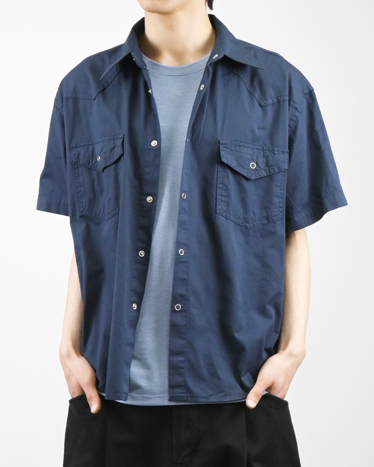 curved western half shirt