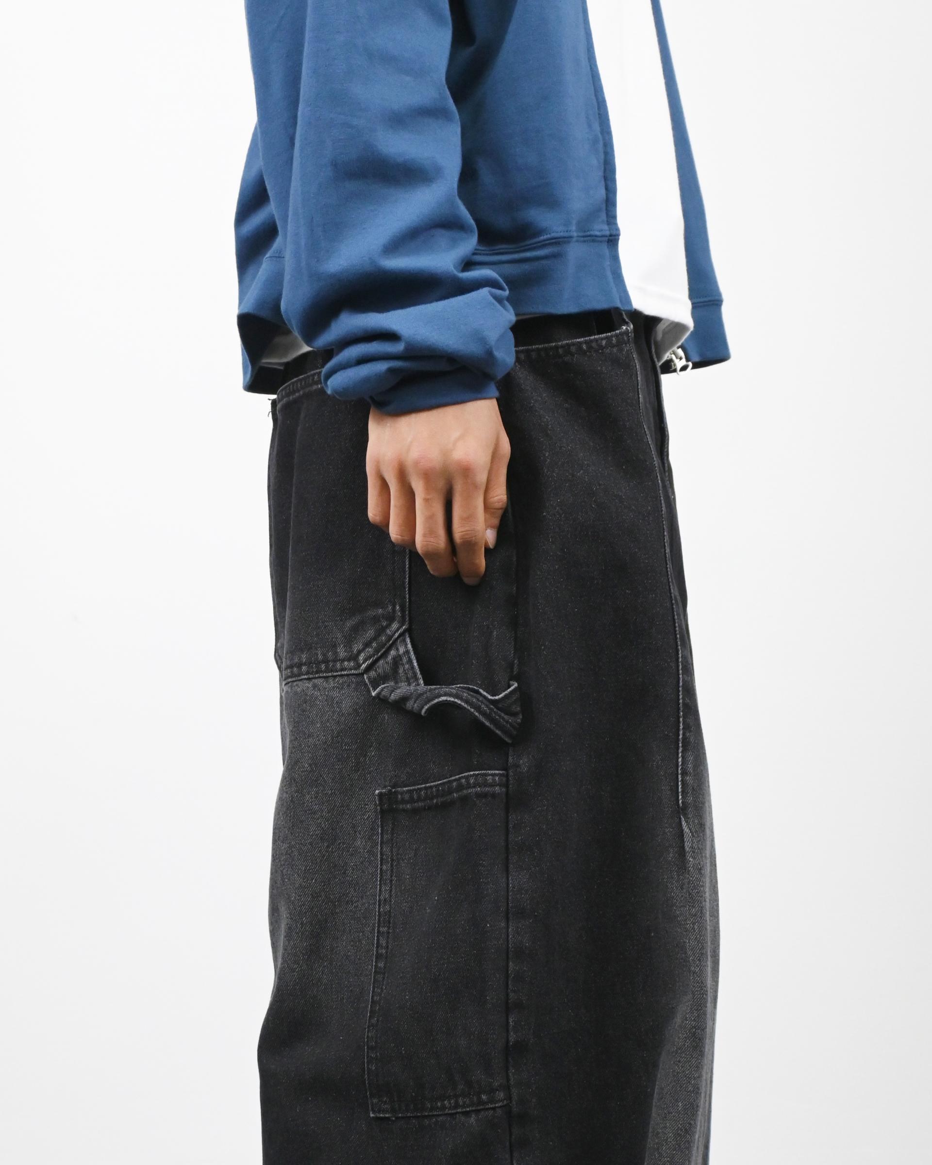 ash washed carpenter balloon denim pants