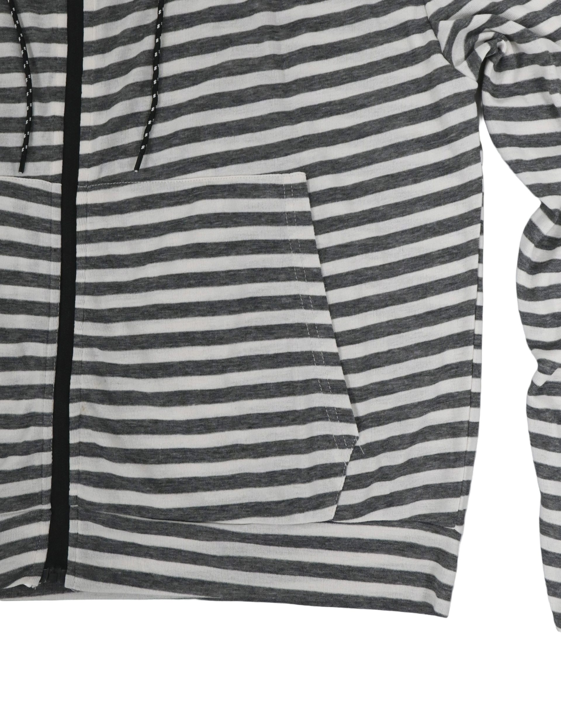 thin stripe hood zip-up