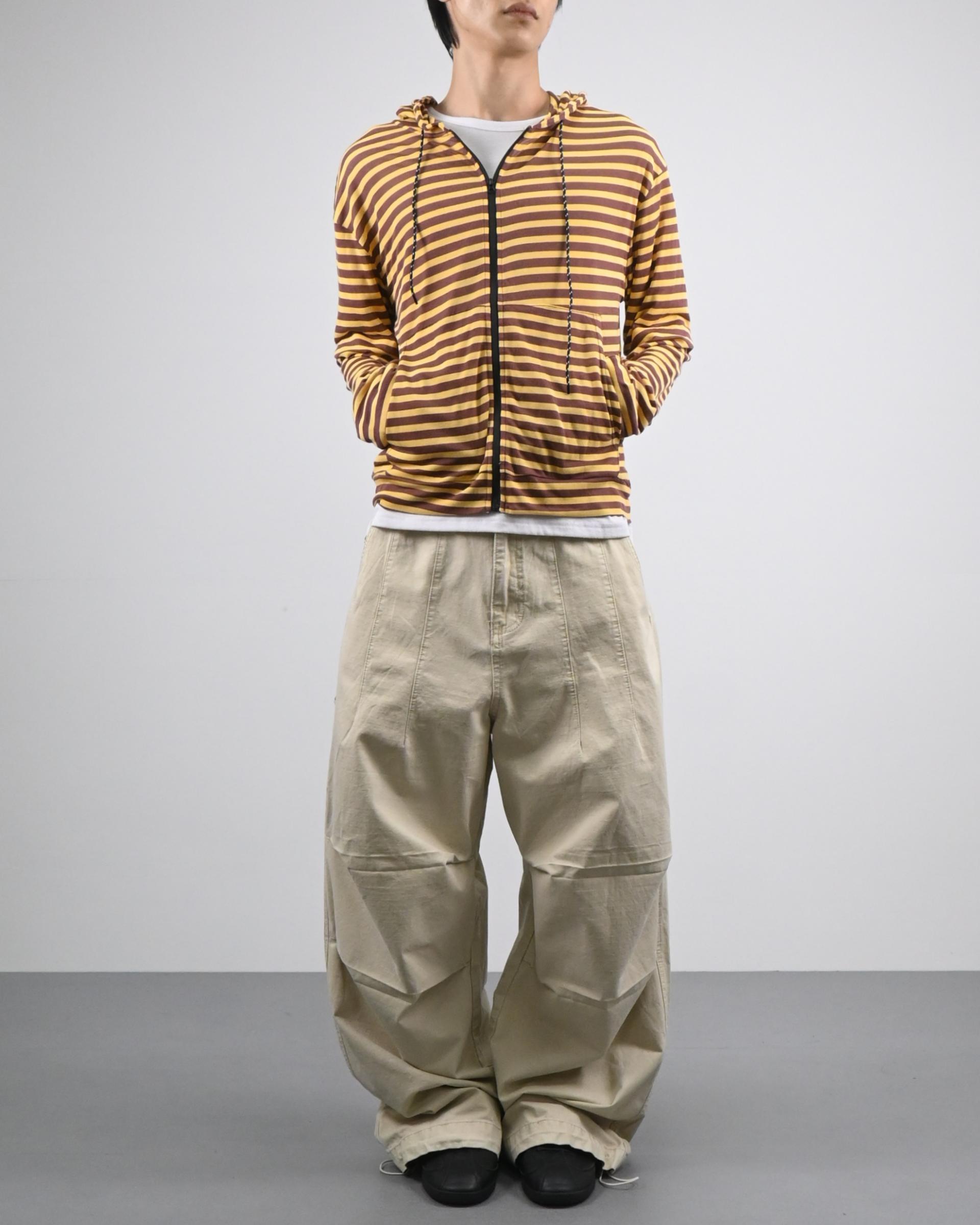thin stripe hood zip-up