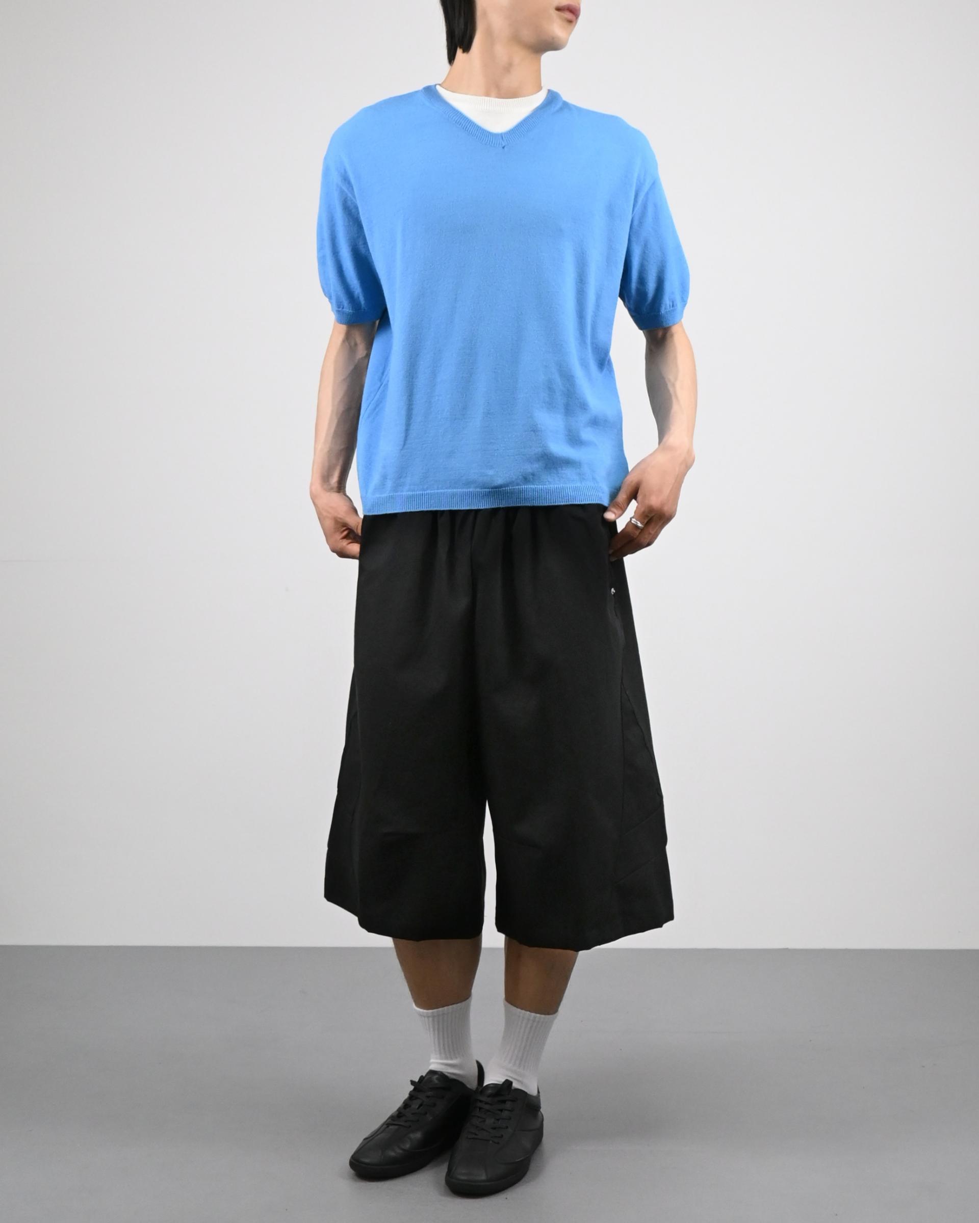 v-neck layered half knit