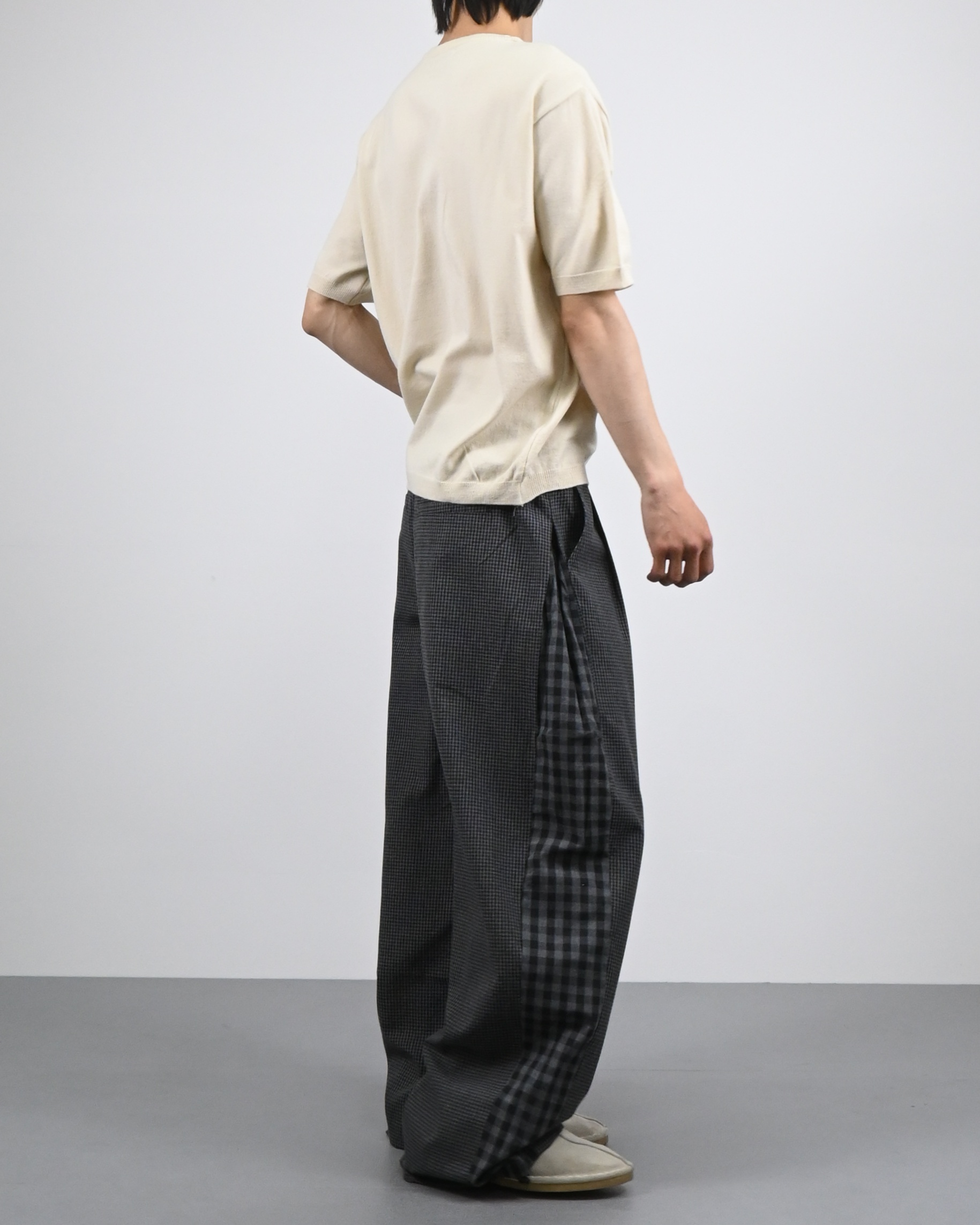 v-neck layered half knit