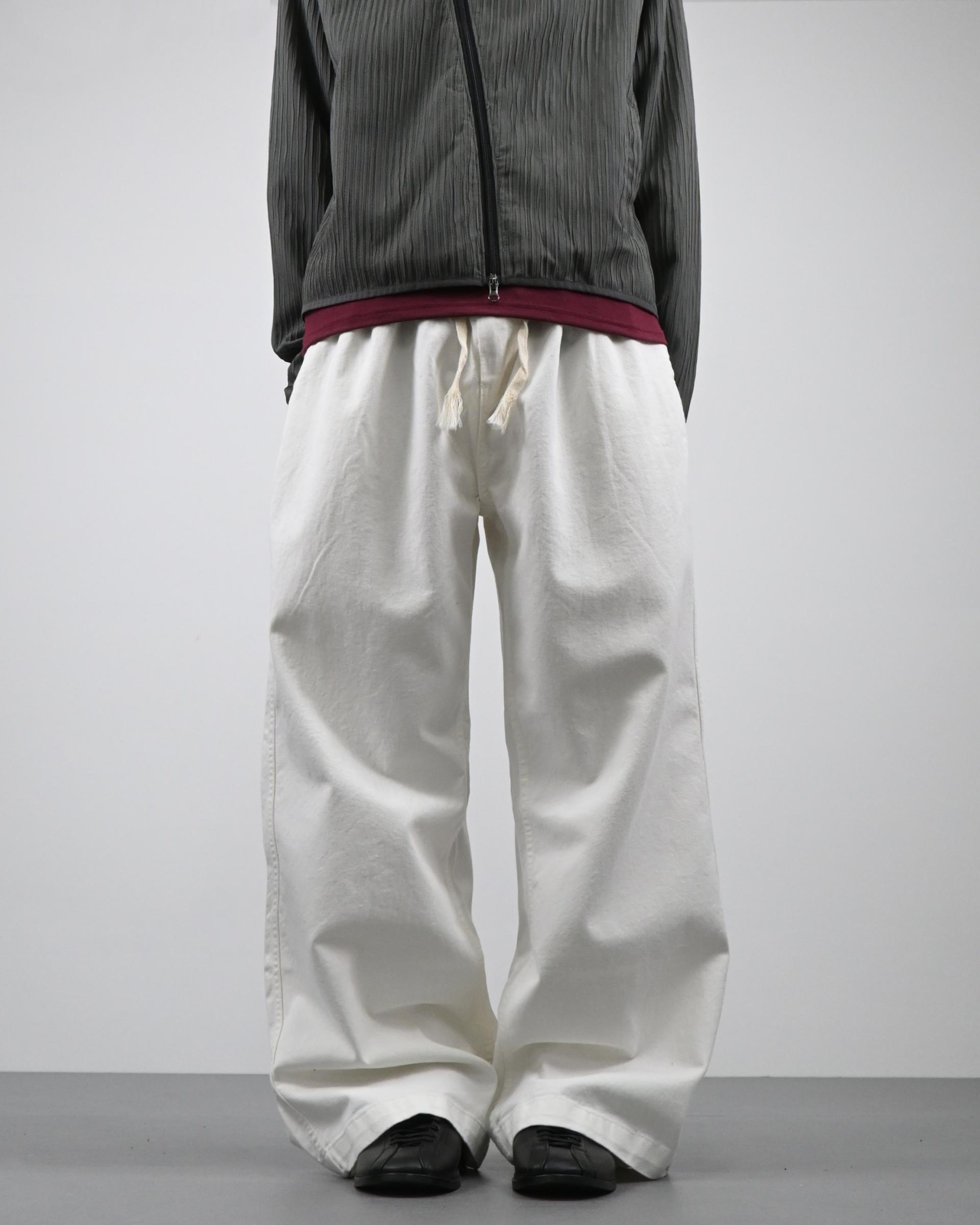 one tuck banding cotton pants