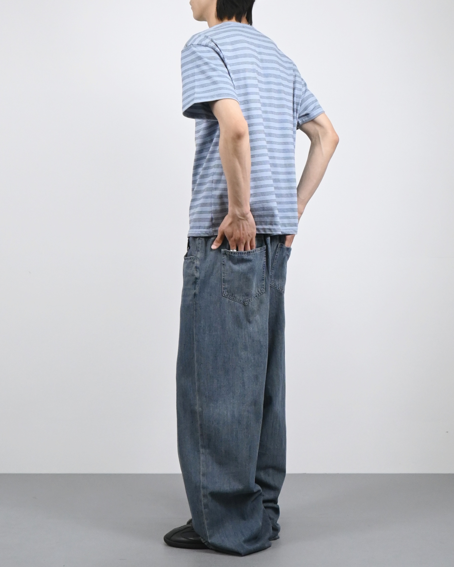 straight linen denim pants