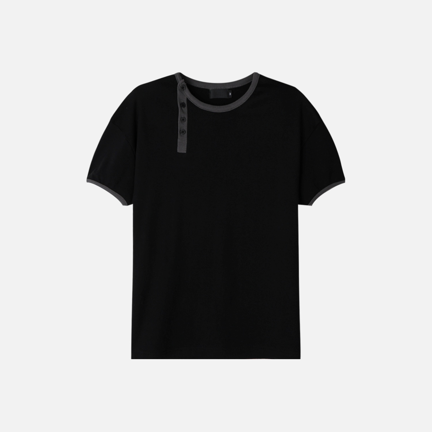 offset henley neck ringer half t-shirt