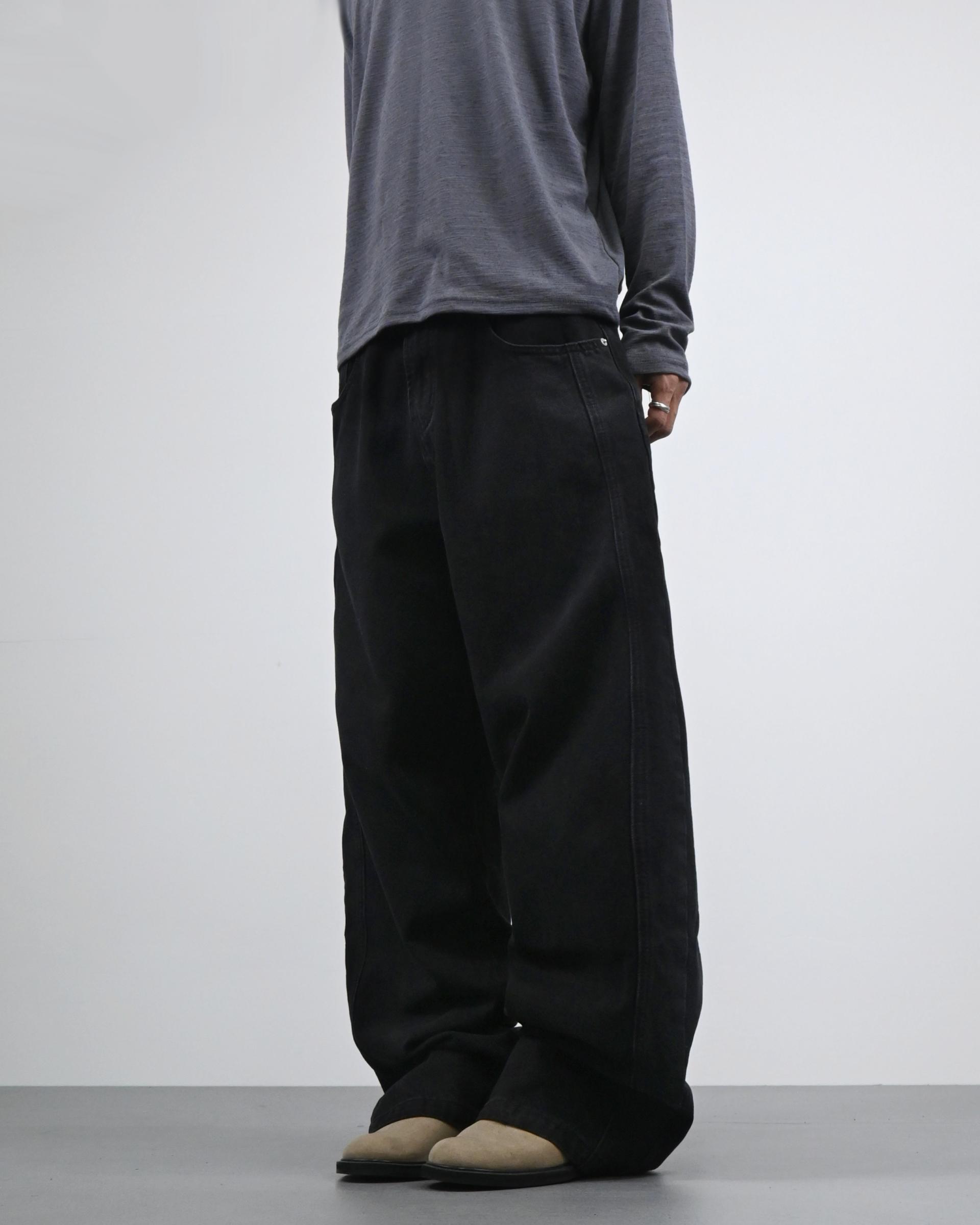 side line velcro black cotton pants