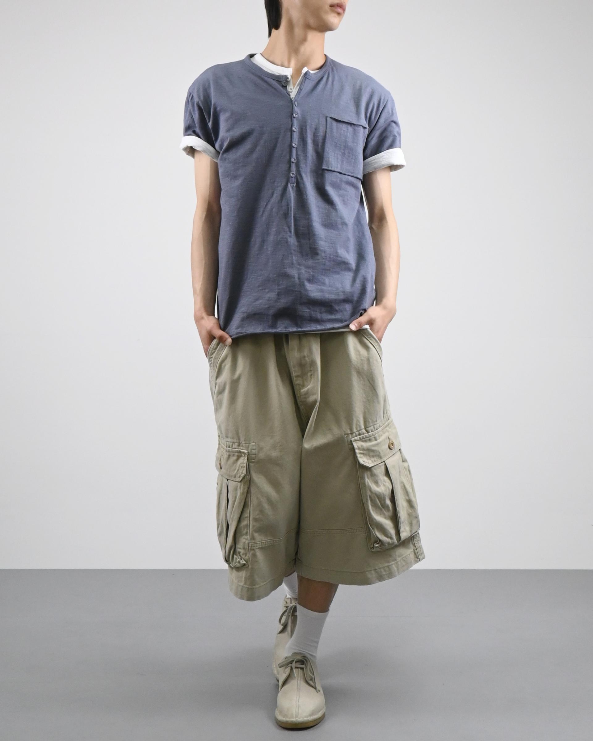 slub henley neck half t-shirt
