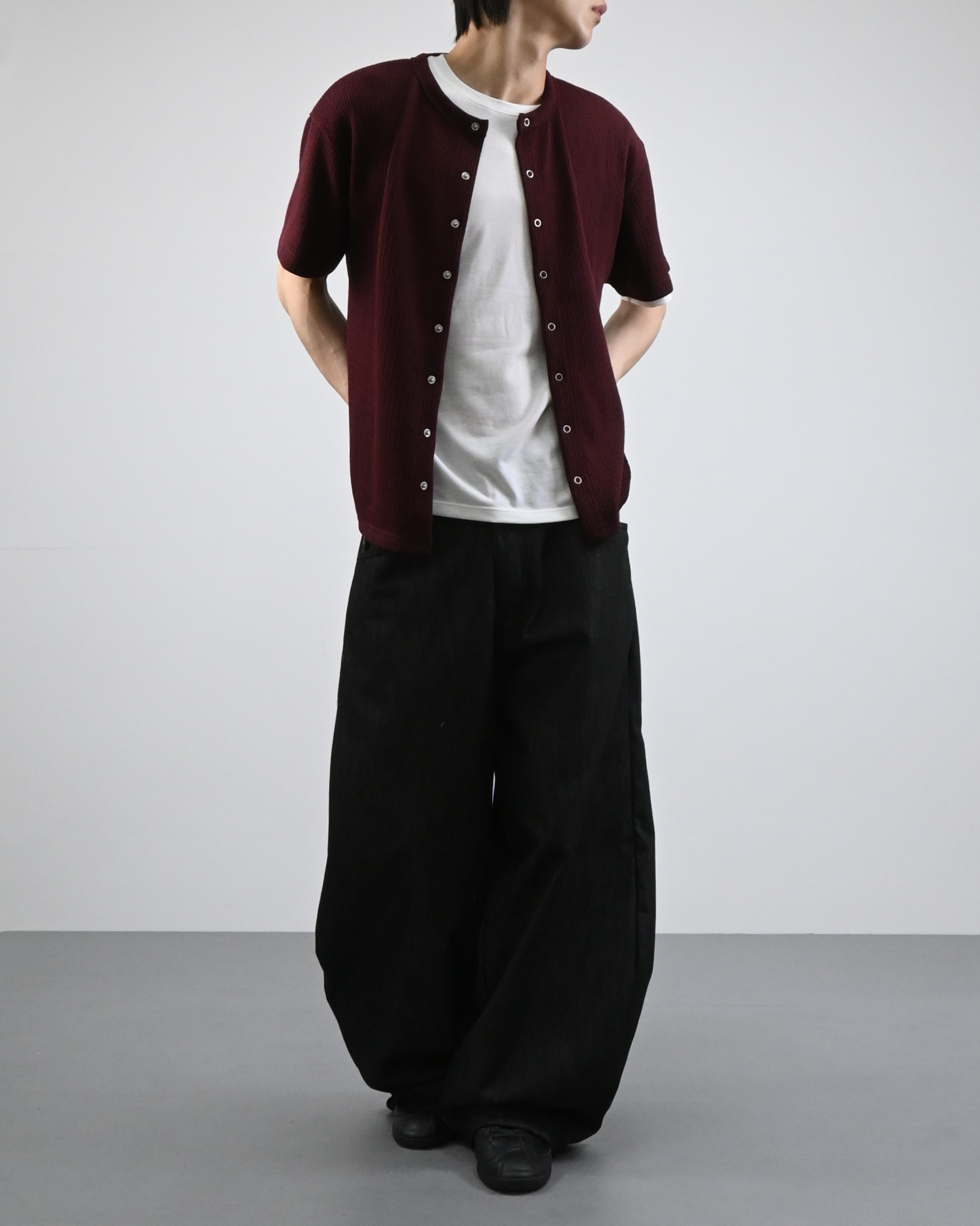 check pocket raw denim pants