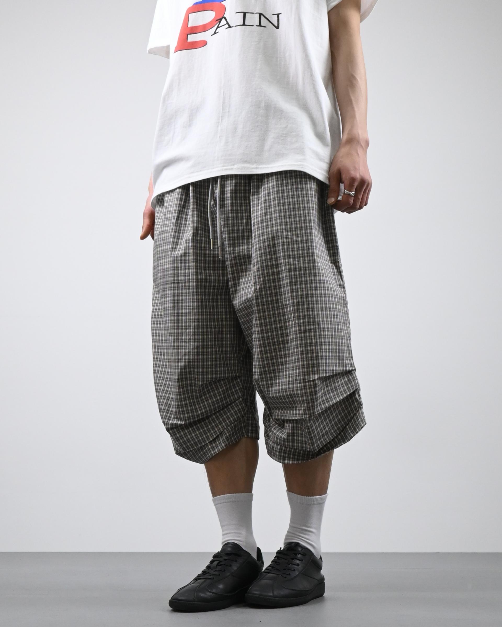checkered bermuda cotton pants