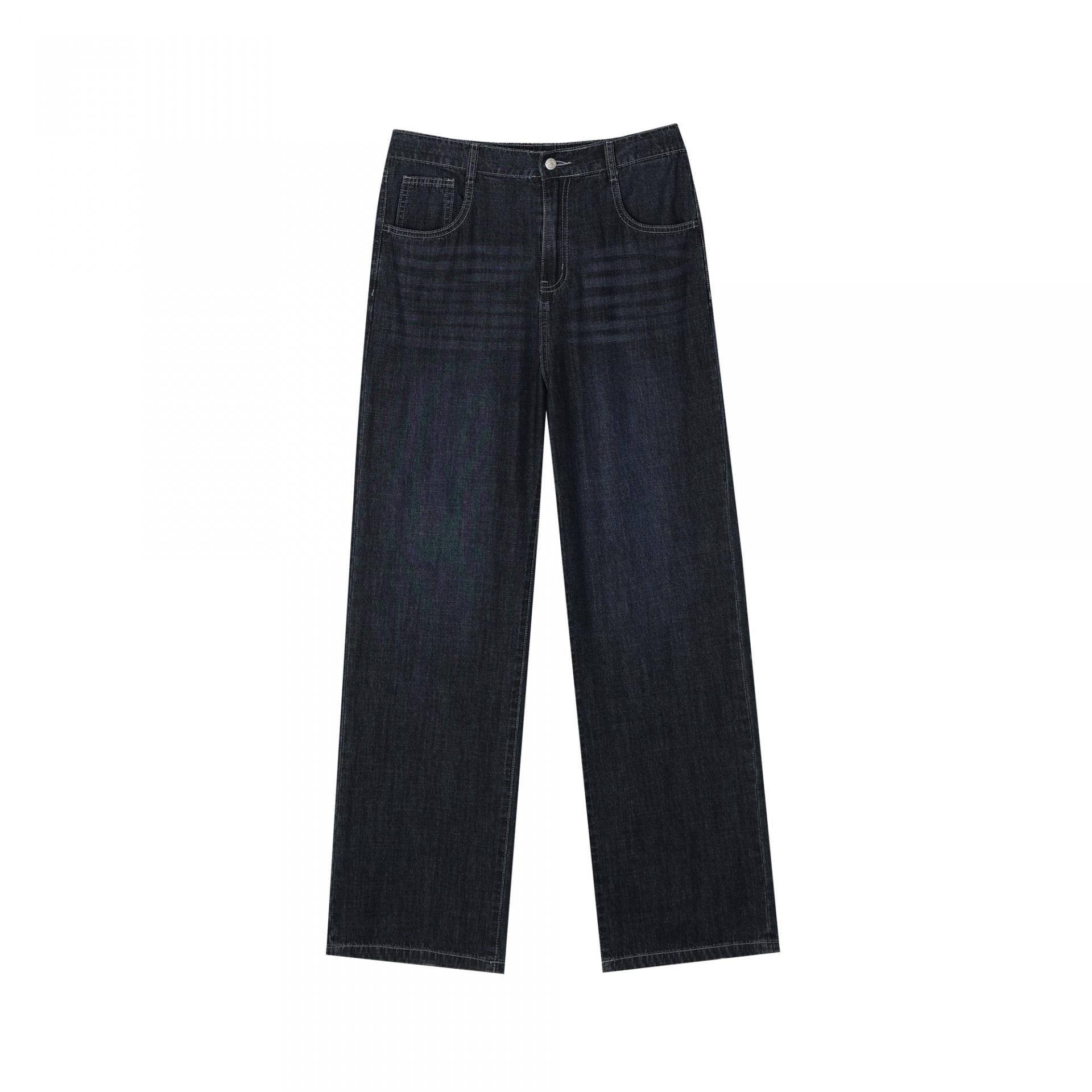 straight linen denim pants