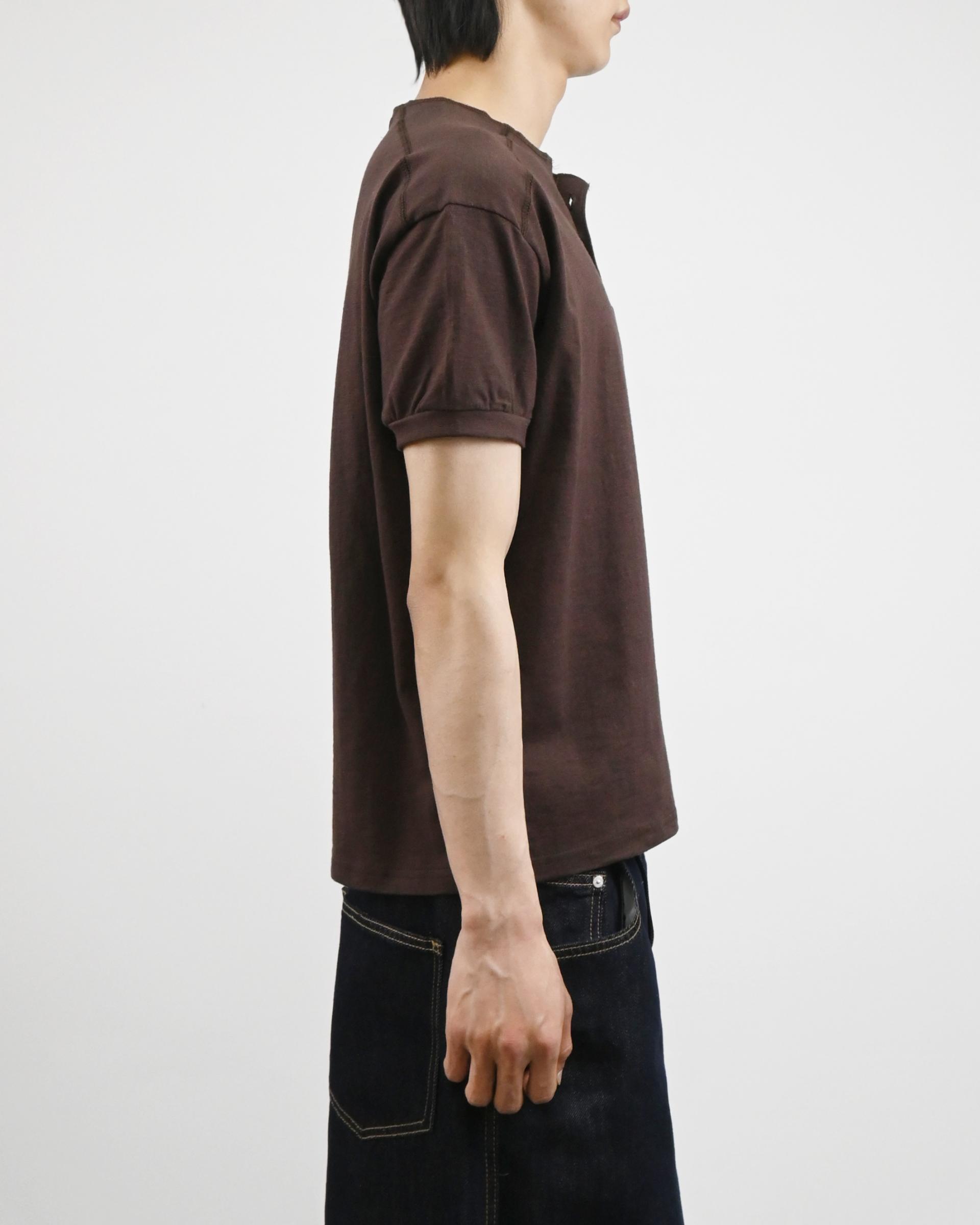 stitch henley neck half t-shirt