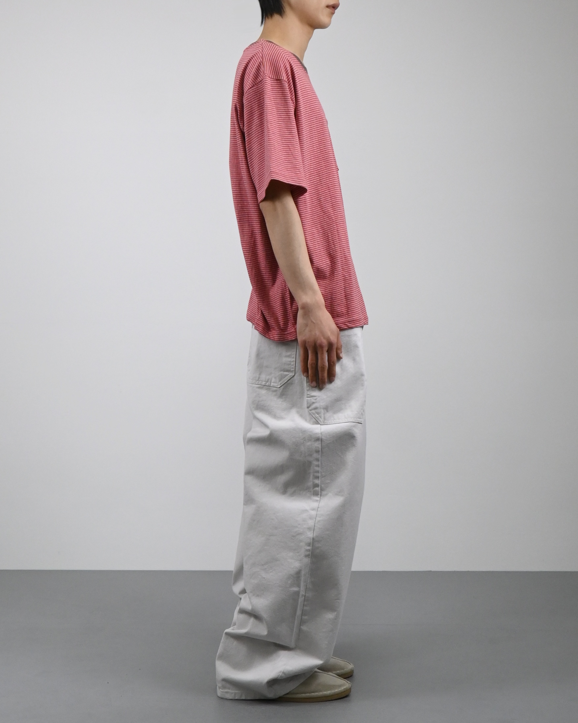 ringer stripe pocket half-t-shirt
