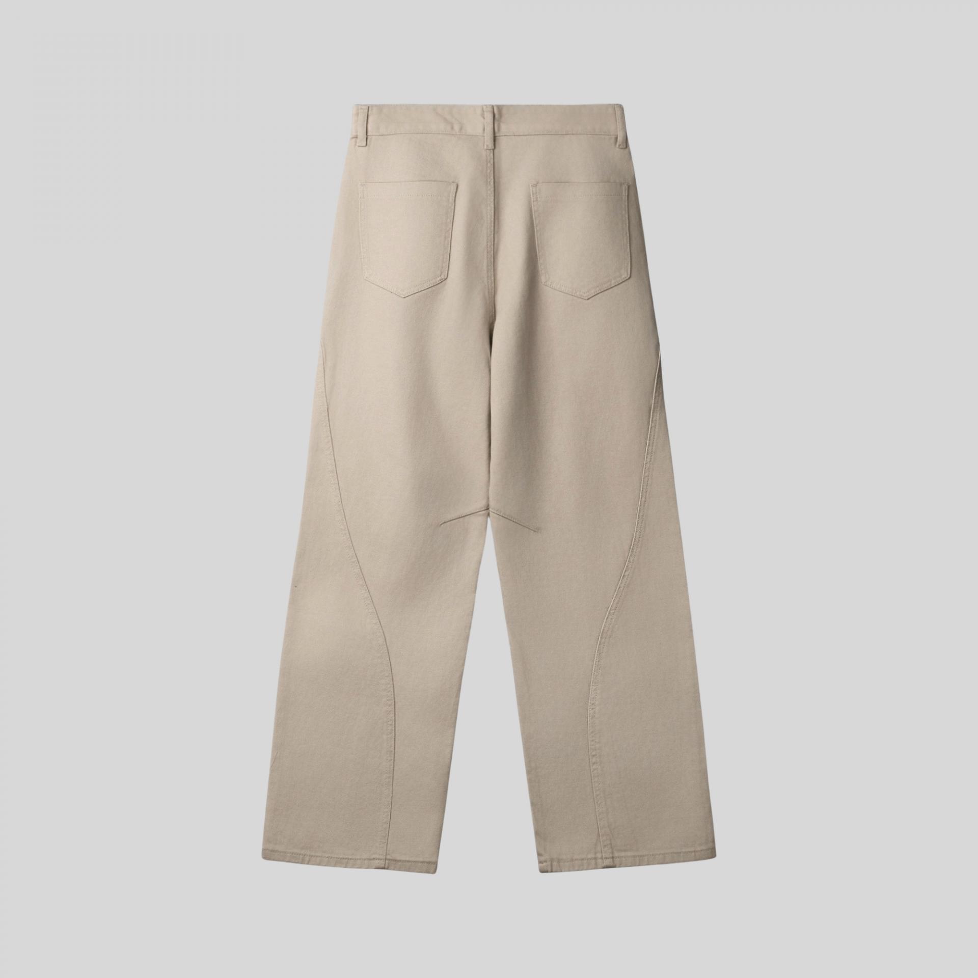 curved seam line cotton pants