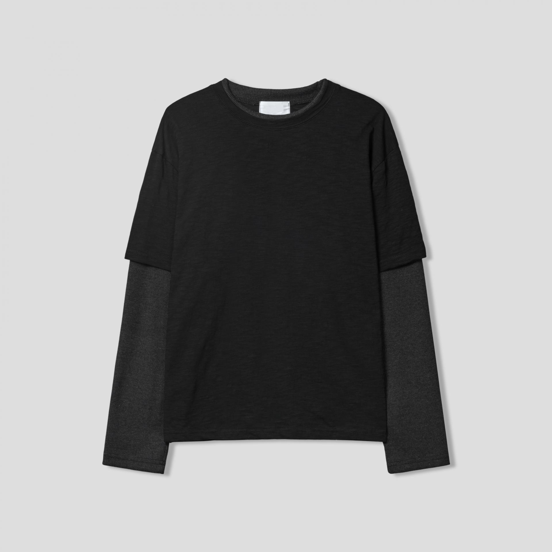 slub waffle layered t-shirt