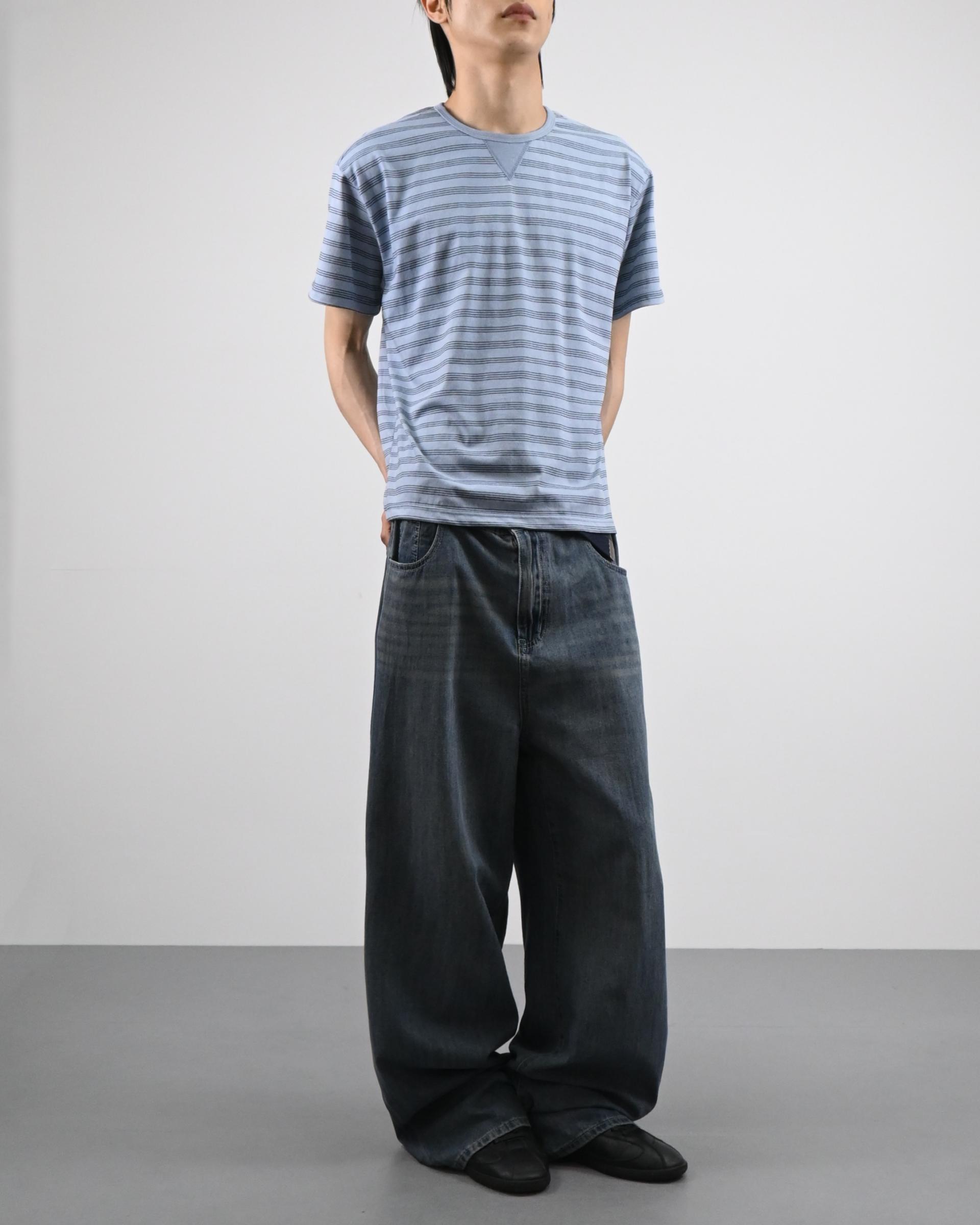 straight linen denim pants