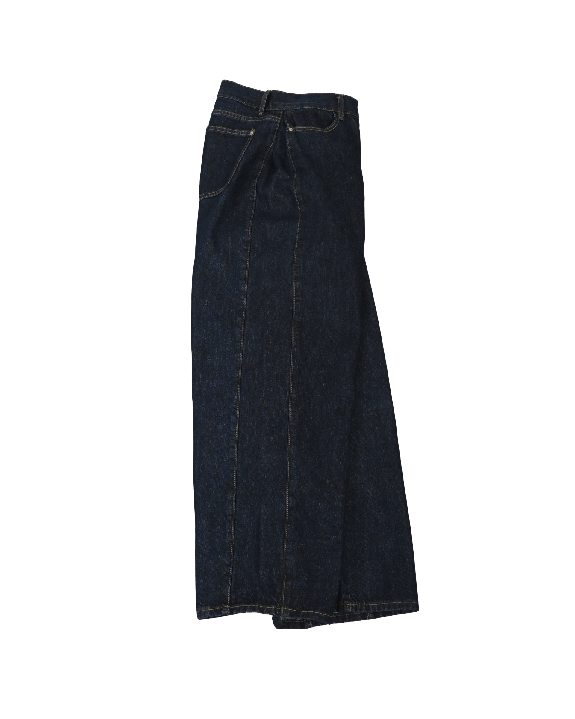 side slit curved denim pants