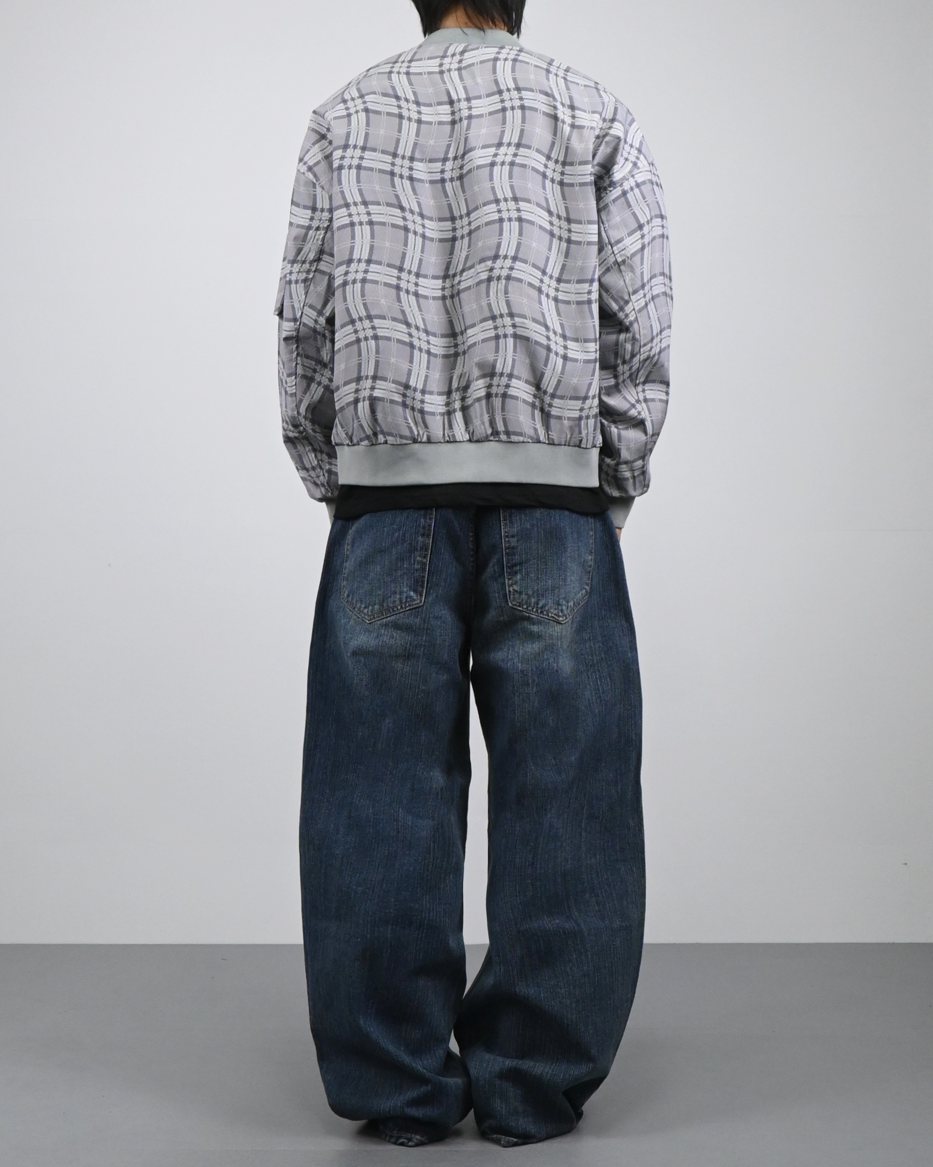 wavy check bomber jacket
