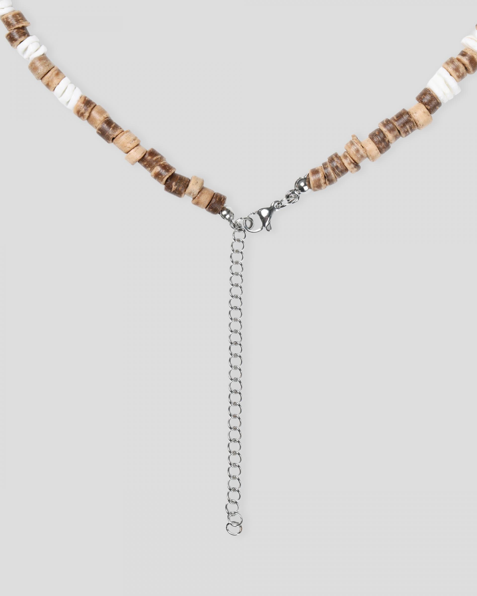 wood bead cowrie necklace