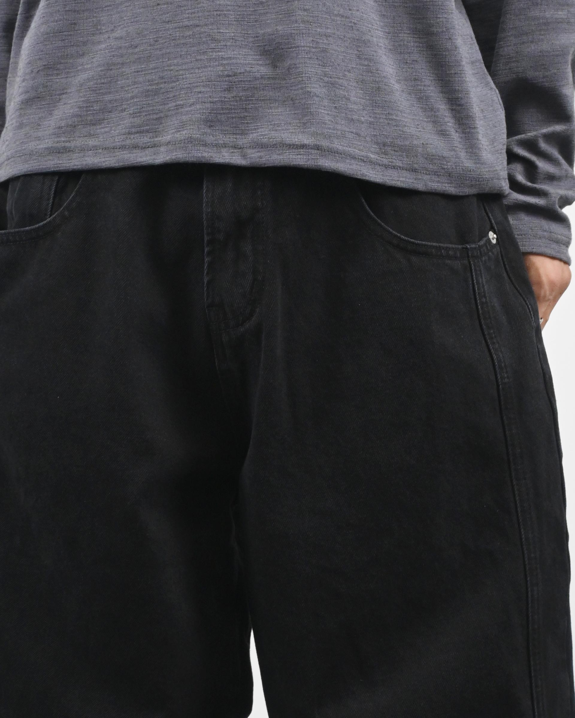 side line velcro black cotton pants