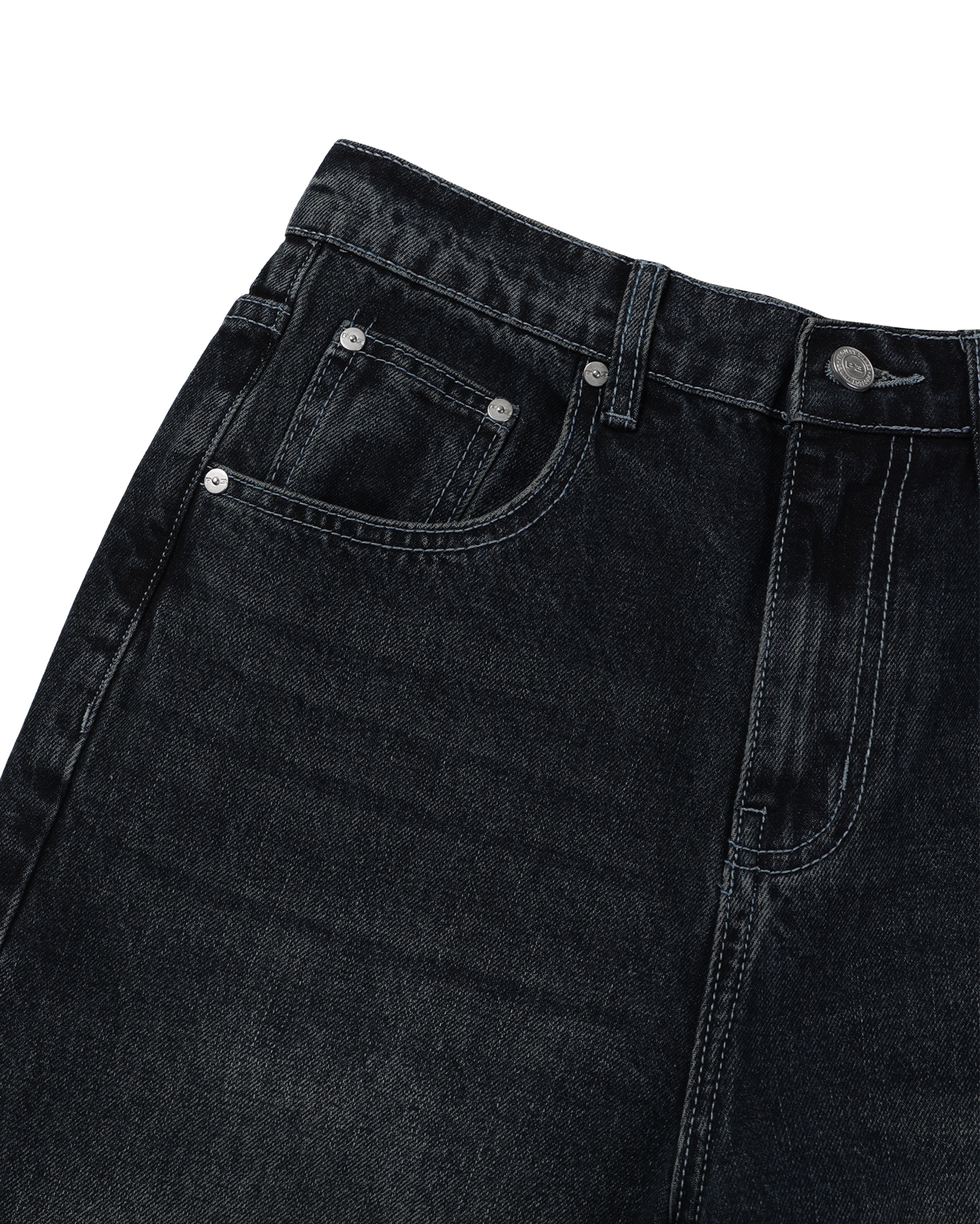 dart curved denim pants (dark blue)