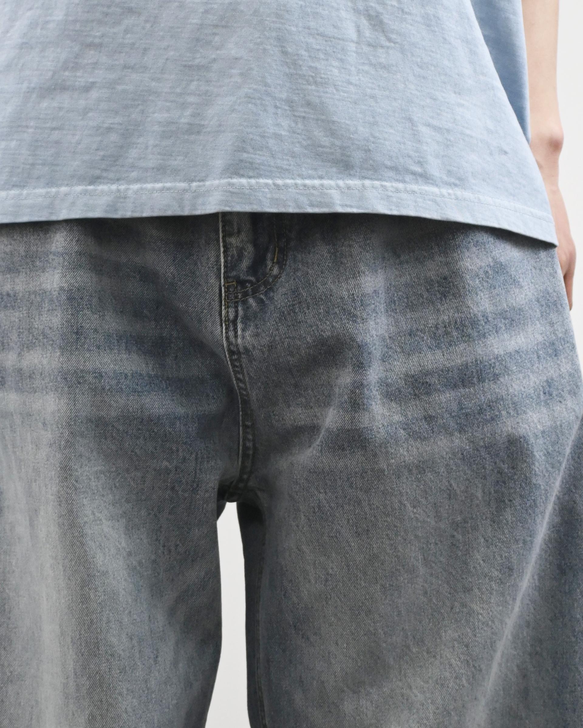 tiger washed curved denim pants