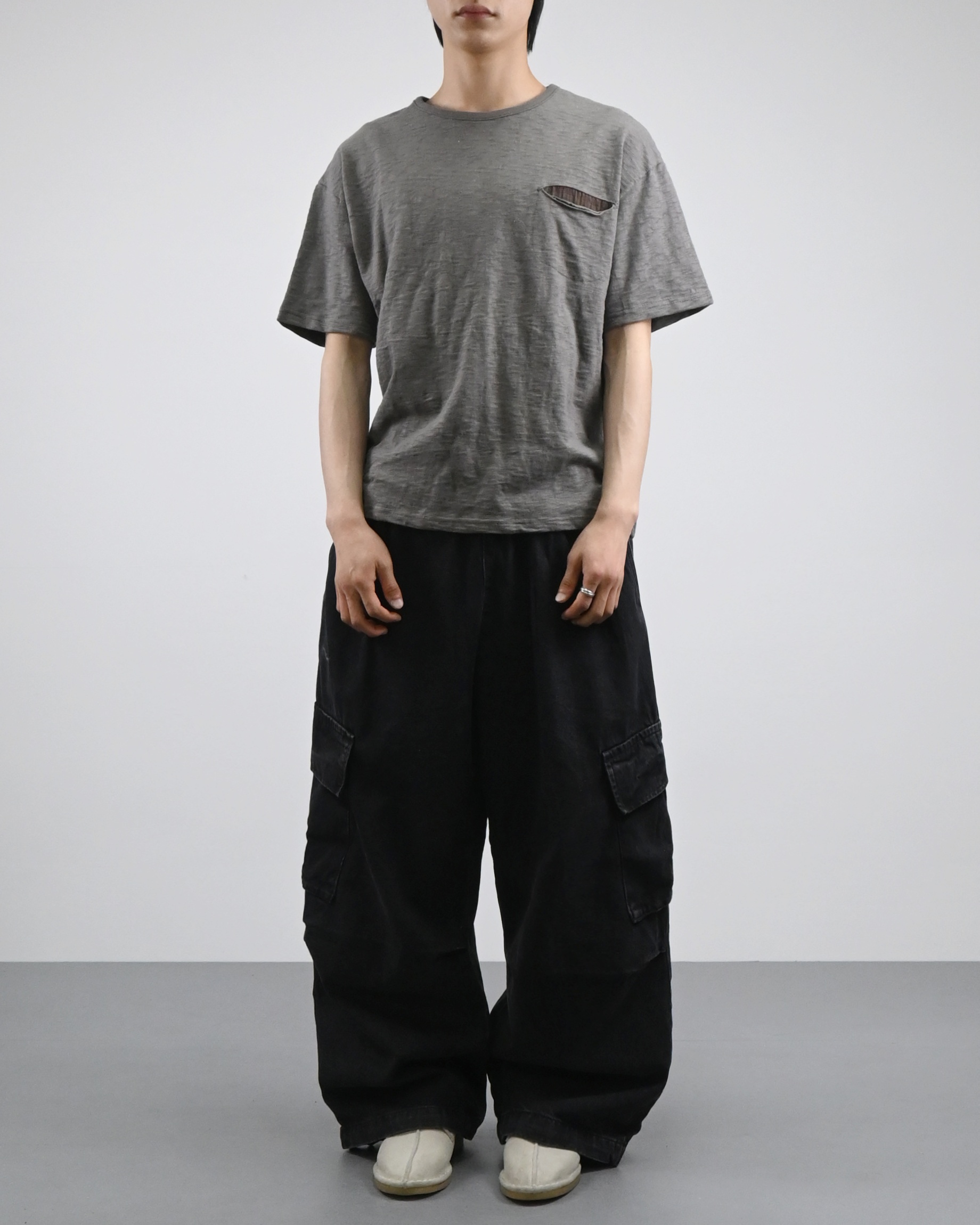 banding big cargo denim pants