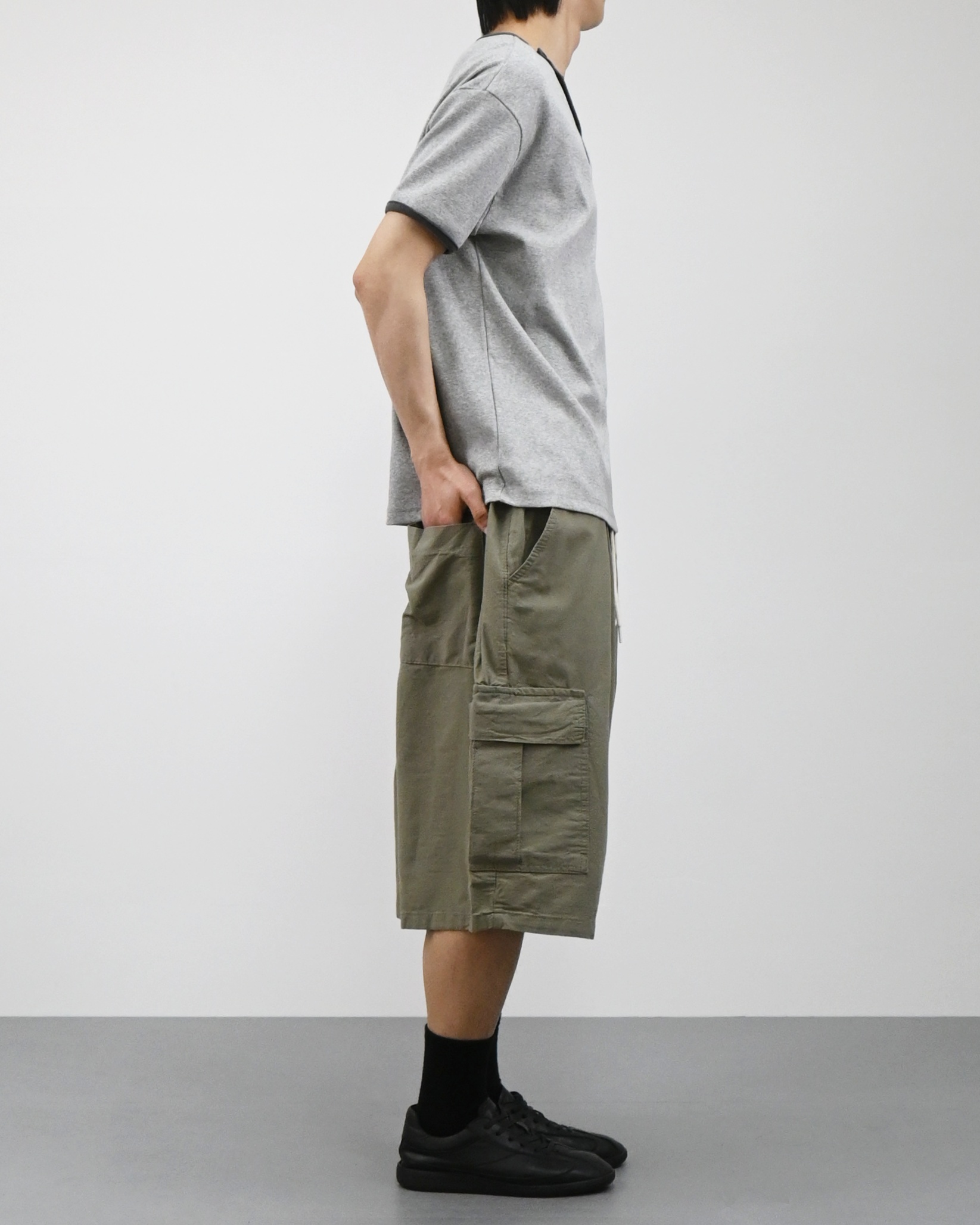 offset henley neck ringer half t-shirt