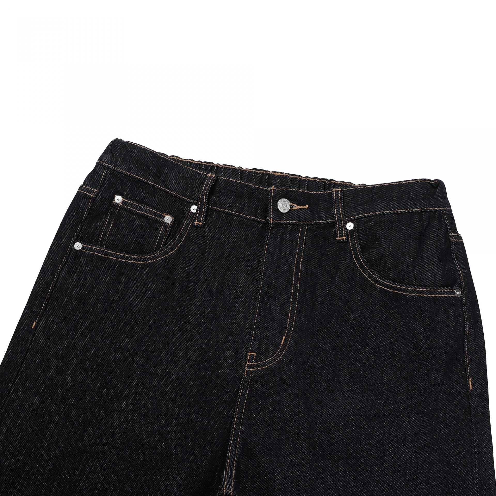 banding raw denim relaxed pants