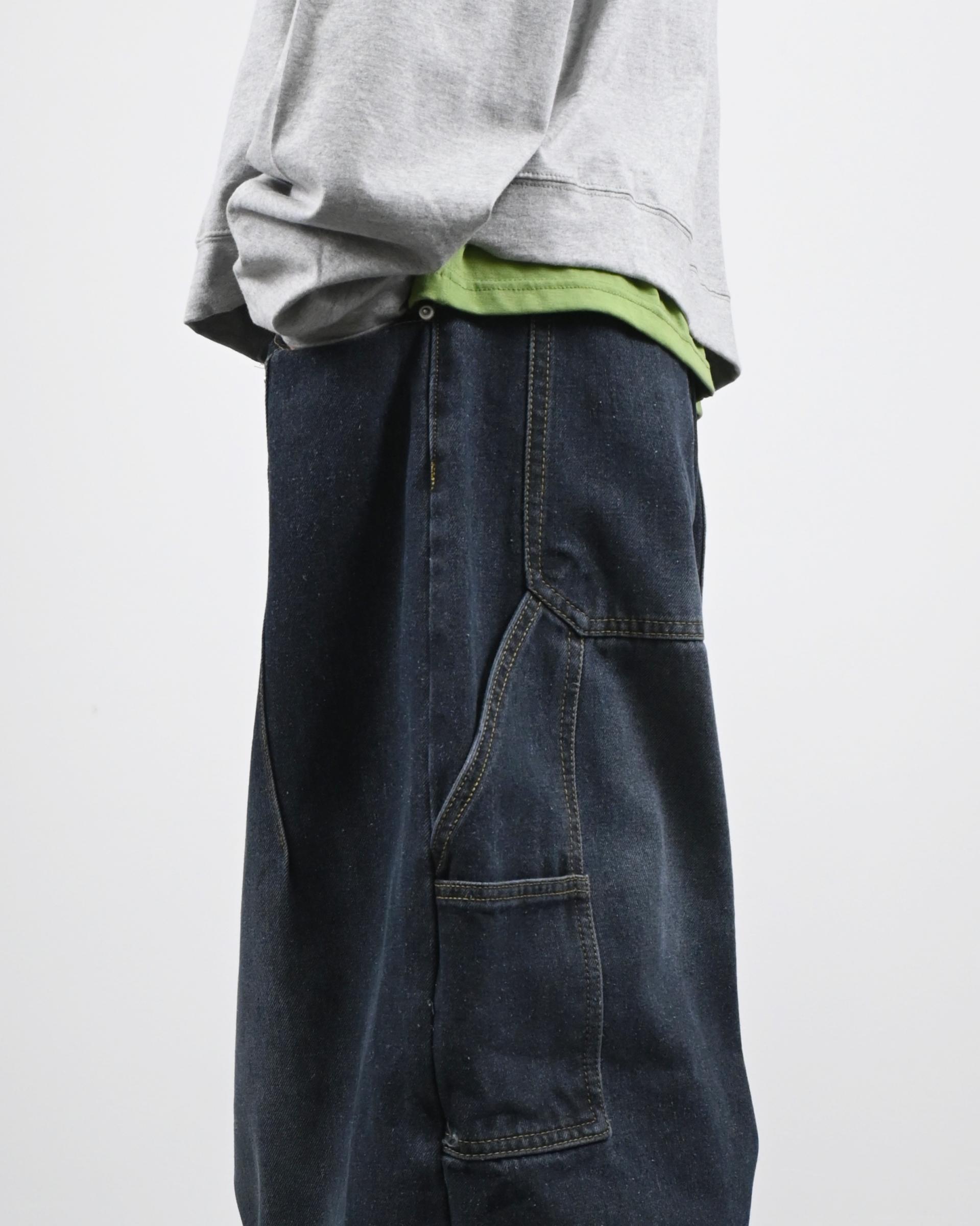 ash washed carpenter balloon denim pants