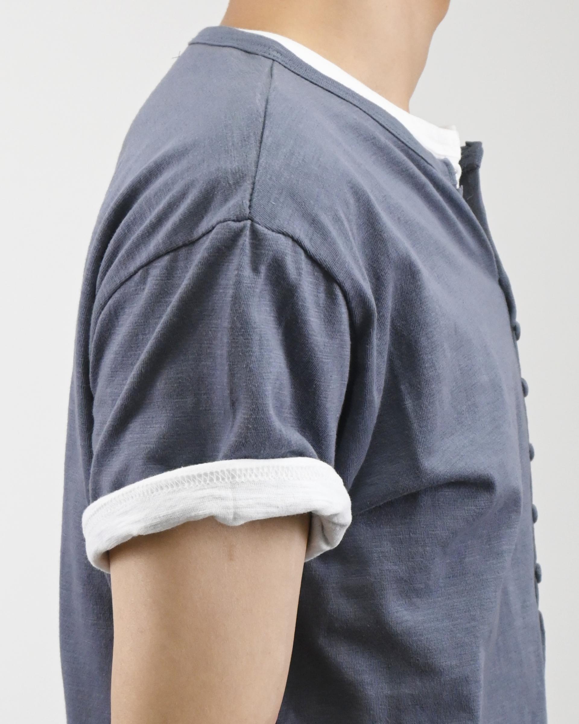 slub henley neck half t-shirt