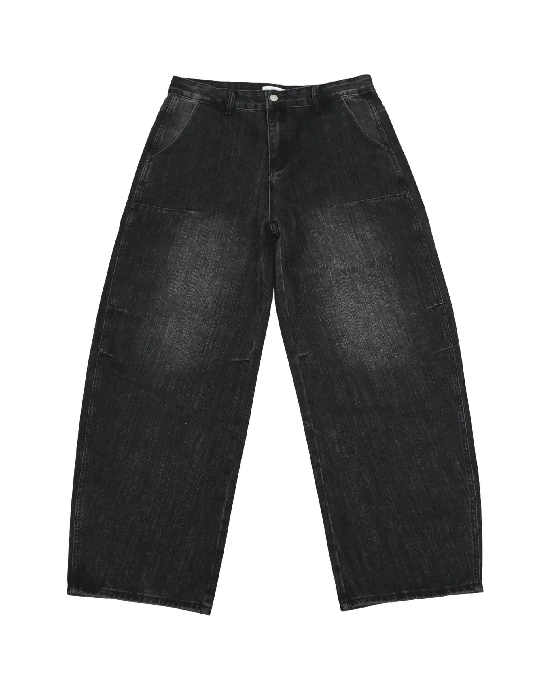 pin slub curved denim pants