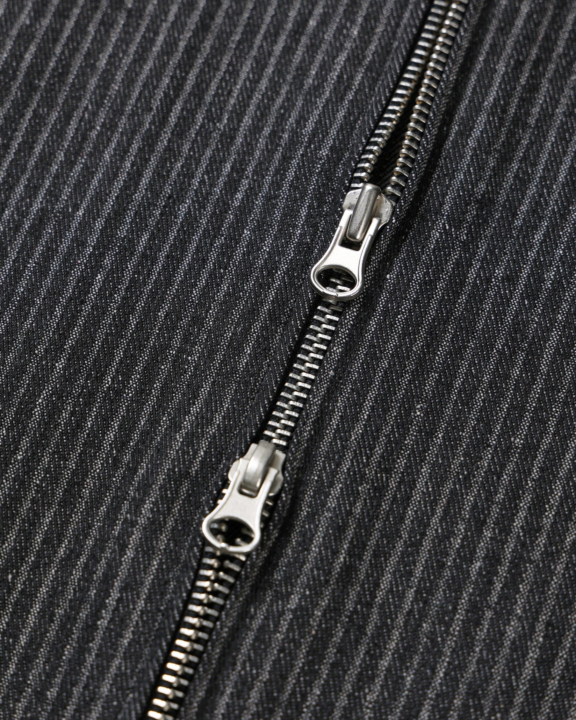 striped china neck denim jacket