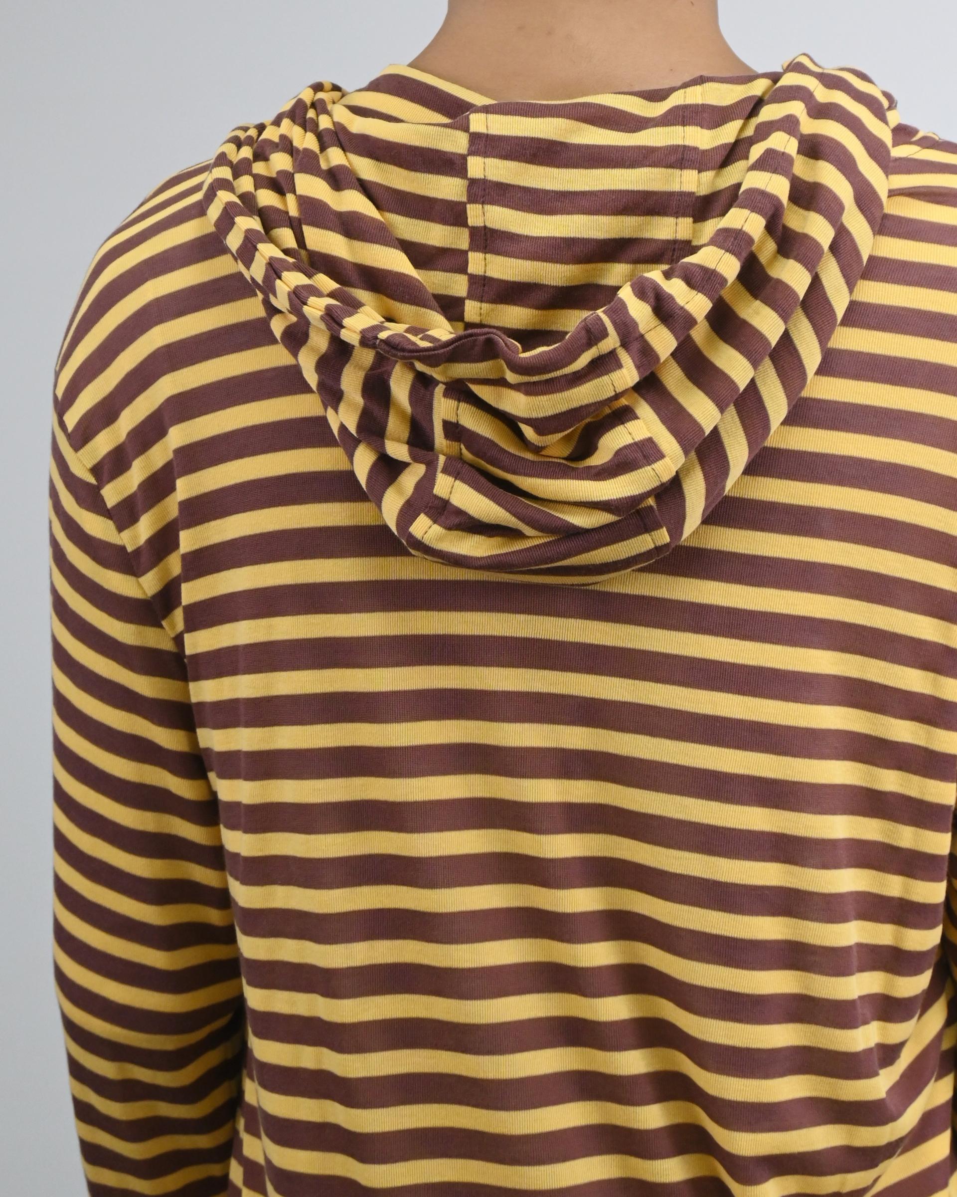 thin stripe hood zip-up