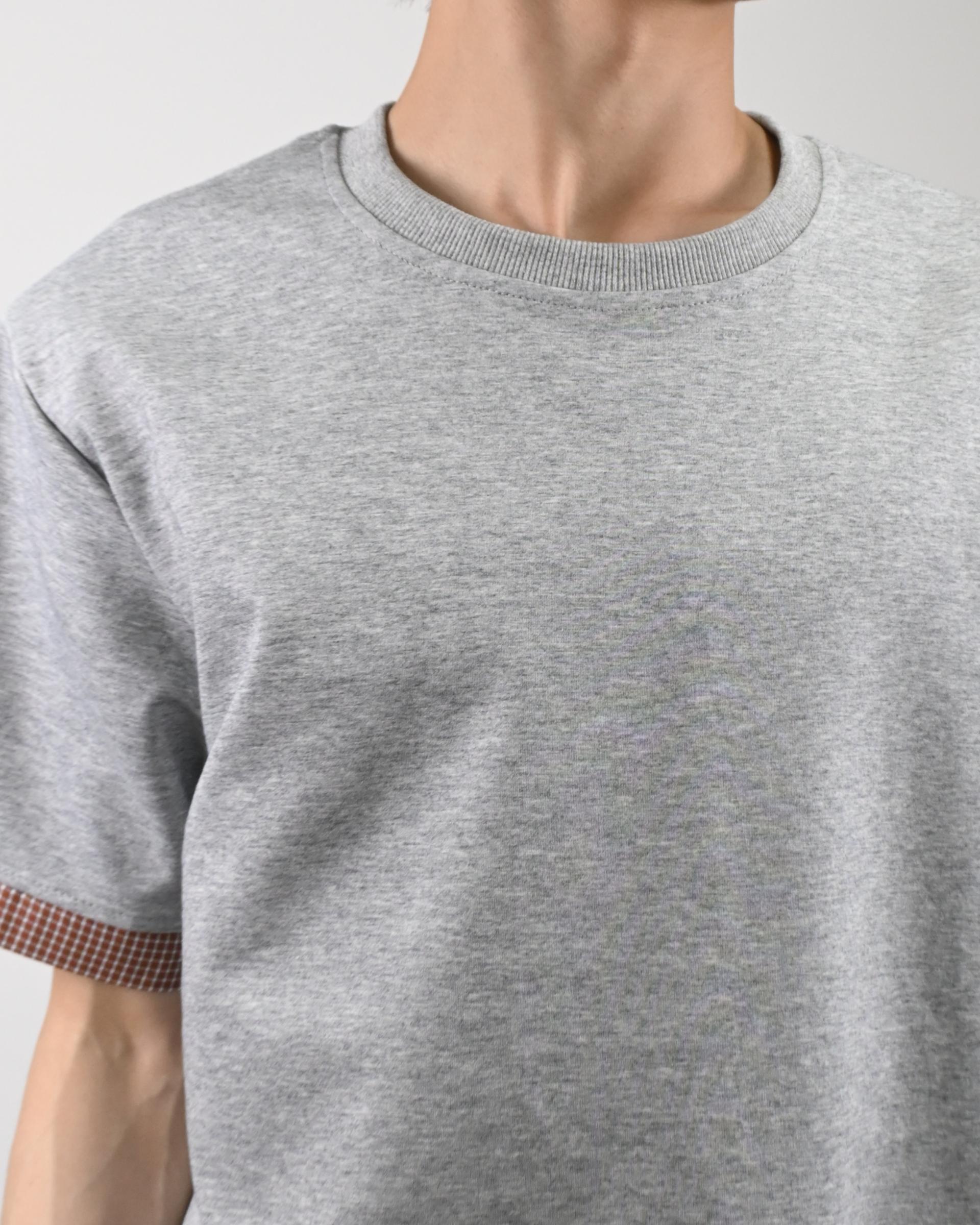 check roll-up half t-shirt