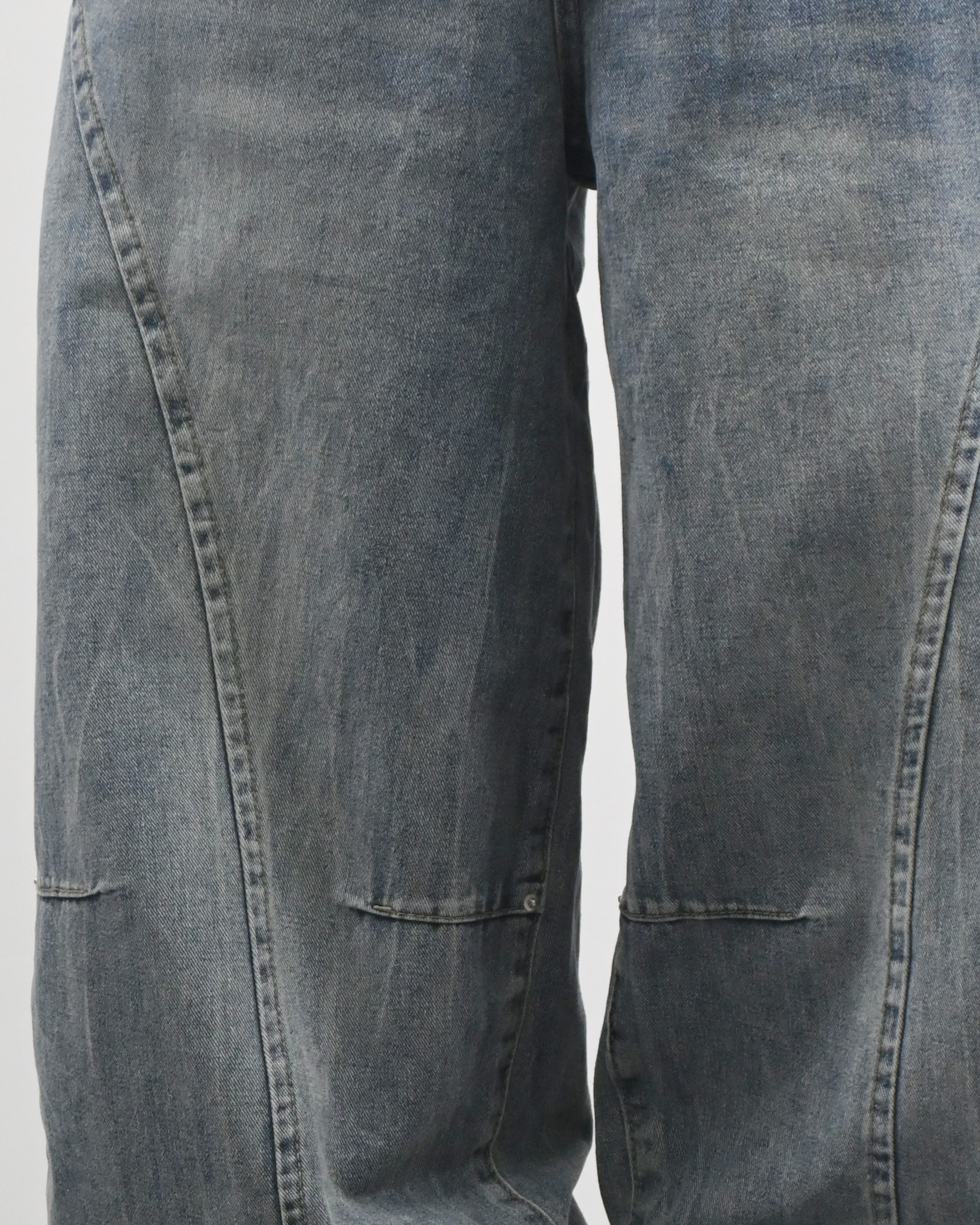 snap creased balloon denim pants