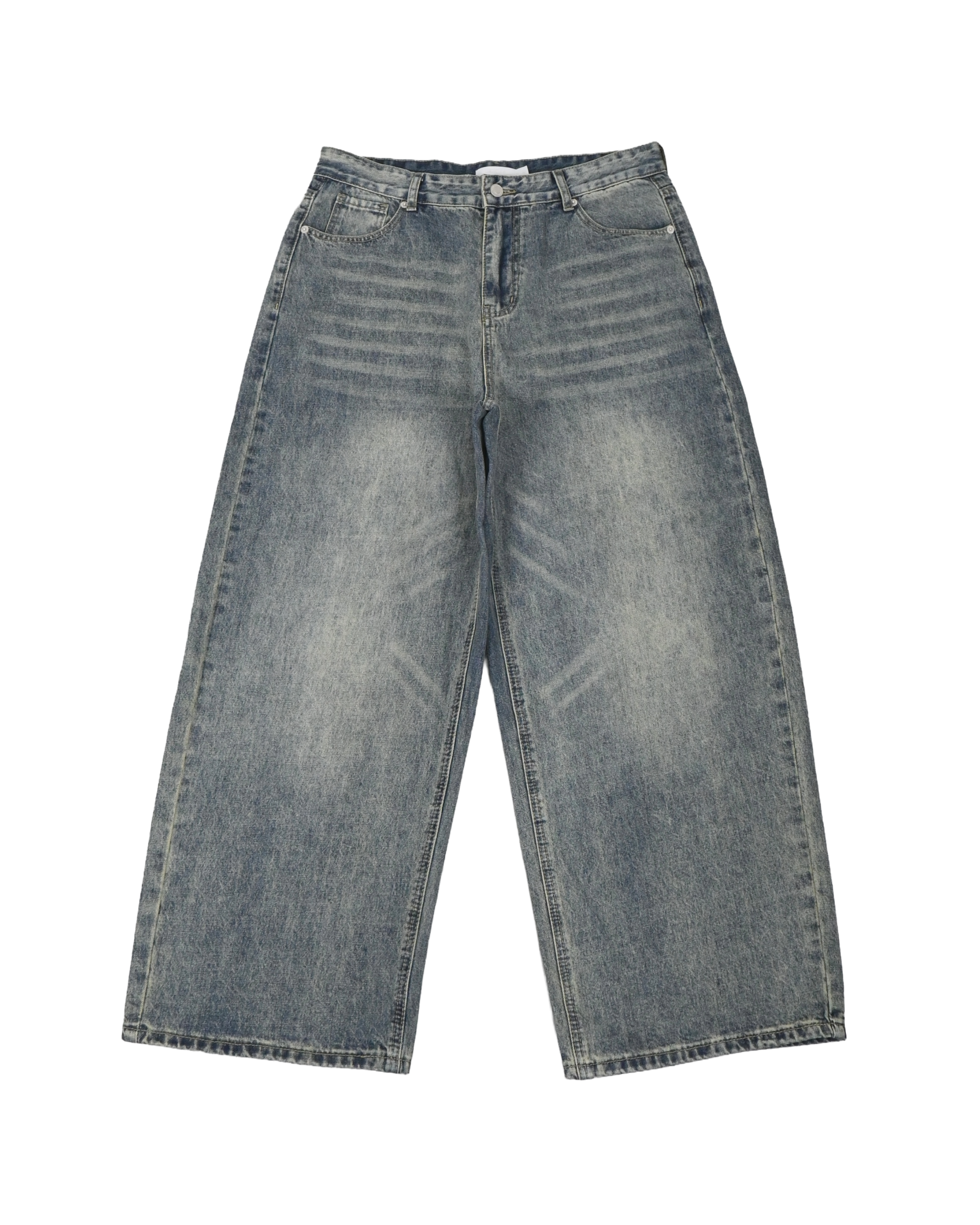 tiger washed curved denim pants